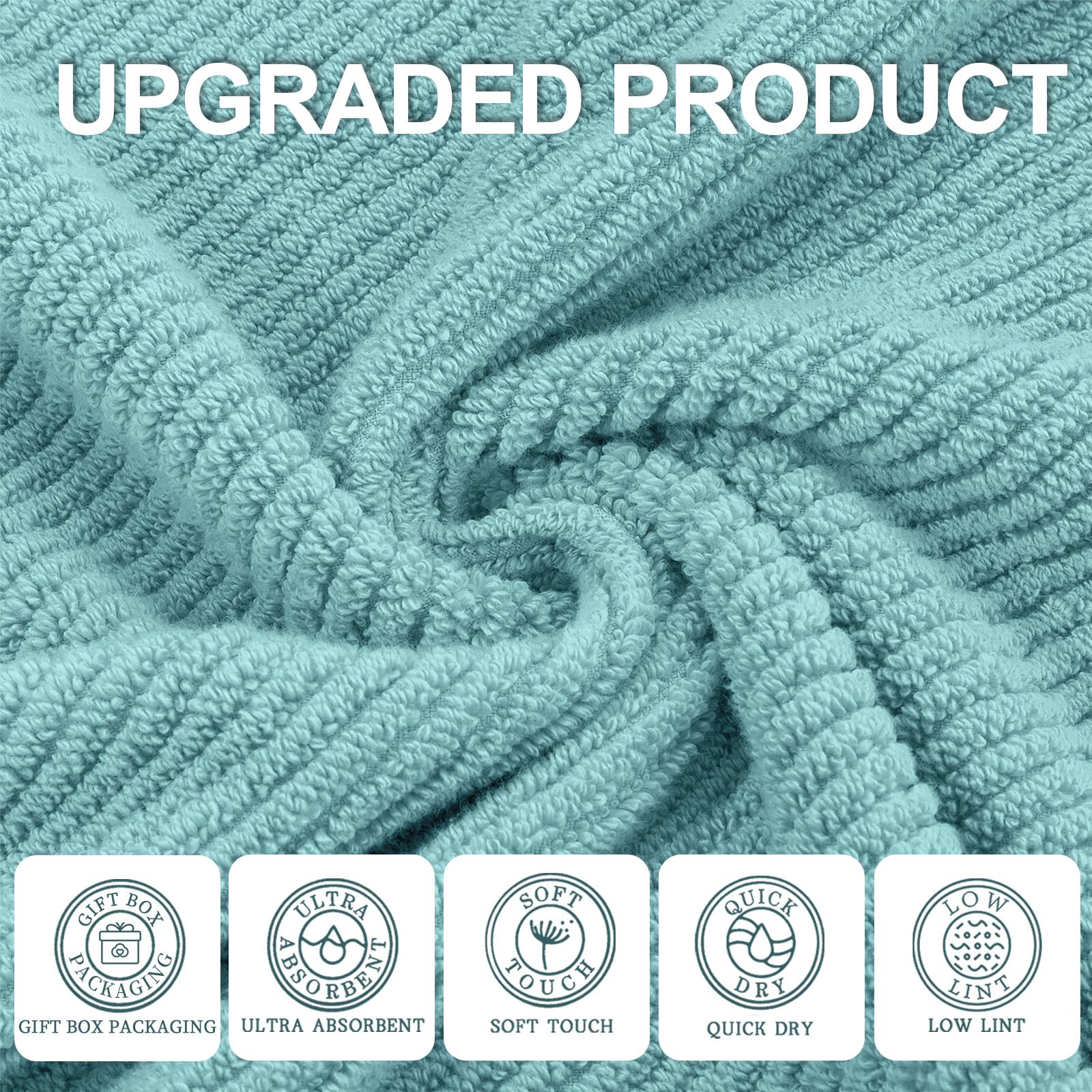 Luxury Bath Towels, 4Pc Large 30'' X 56'' - 100% Cotton | Quick Dry | Hotel Quality | Thick | Soft | Absorbent, Lightweight Bath