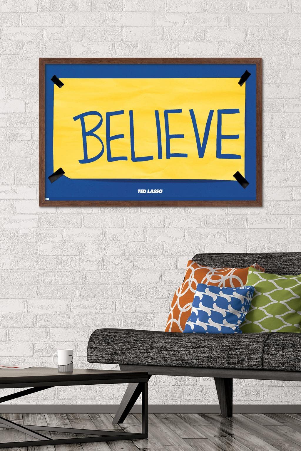 Trends International Ted Lasso - Believe Wall Poster, 22.375'' X 34'', Mahogany Framed Version