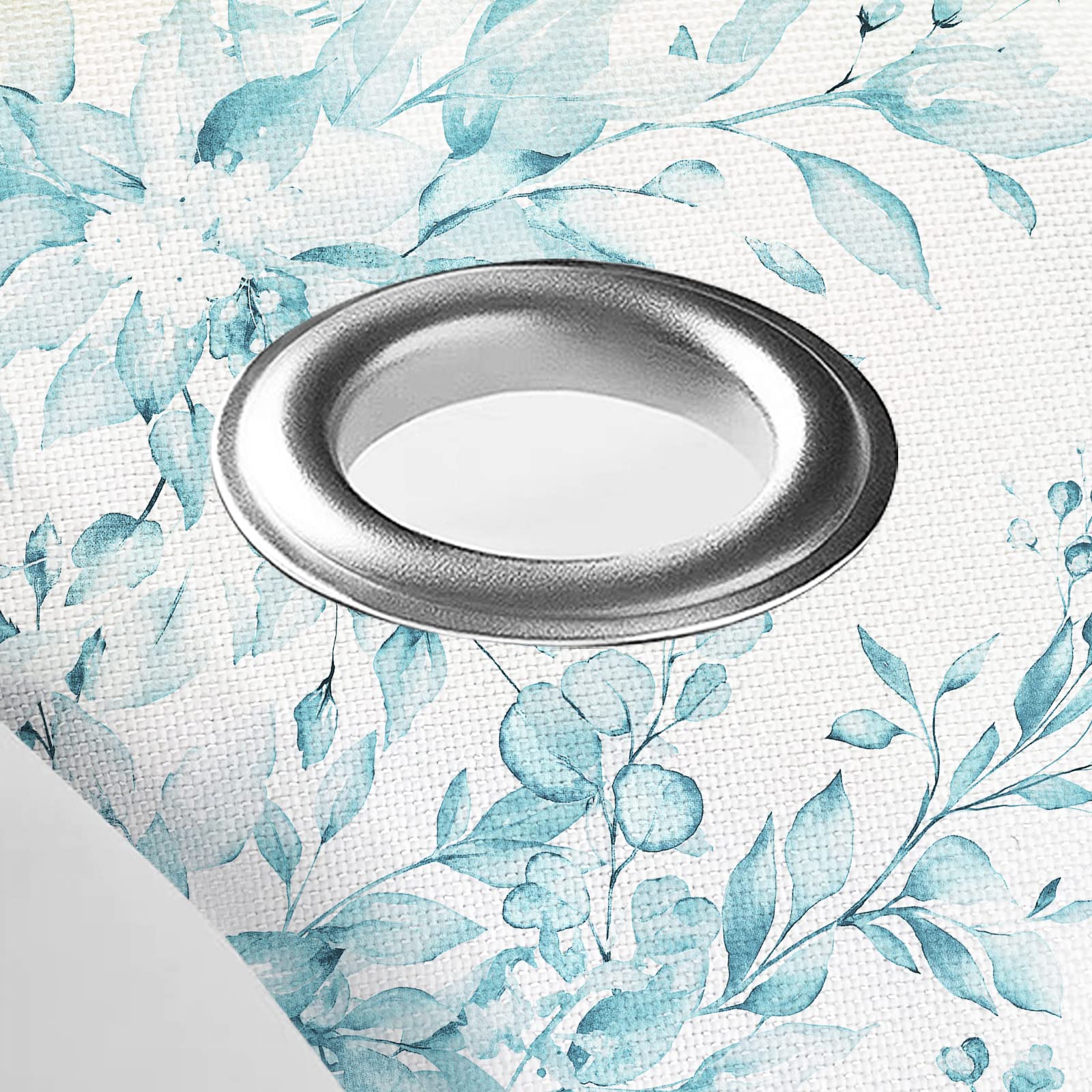 Tititex Spun Sugar Light Blue Eucalyptus Shower Curtain Sets, Bright Watercolor Leaves On The Top Plant With Floral Bathroom Dec