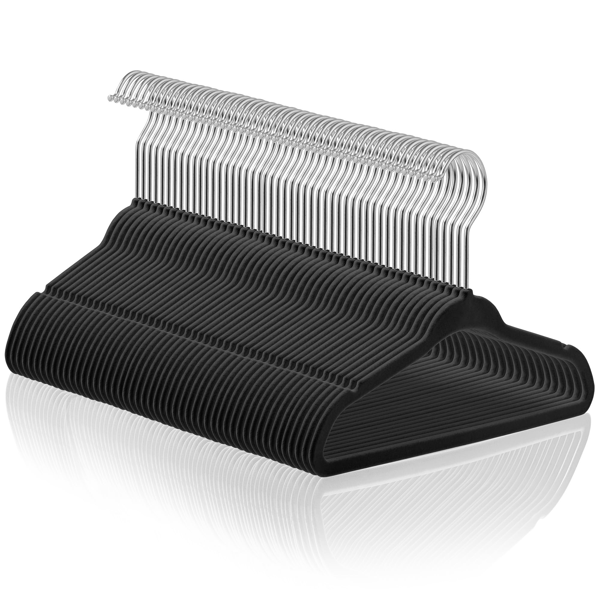 Casafield 50 Velvet Baby Hangers - 11'' Size For Infant & Toddler Clothes - Black