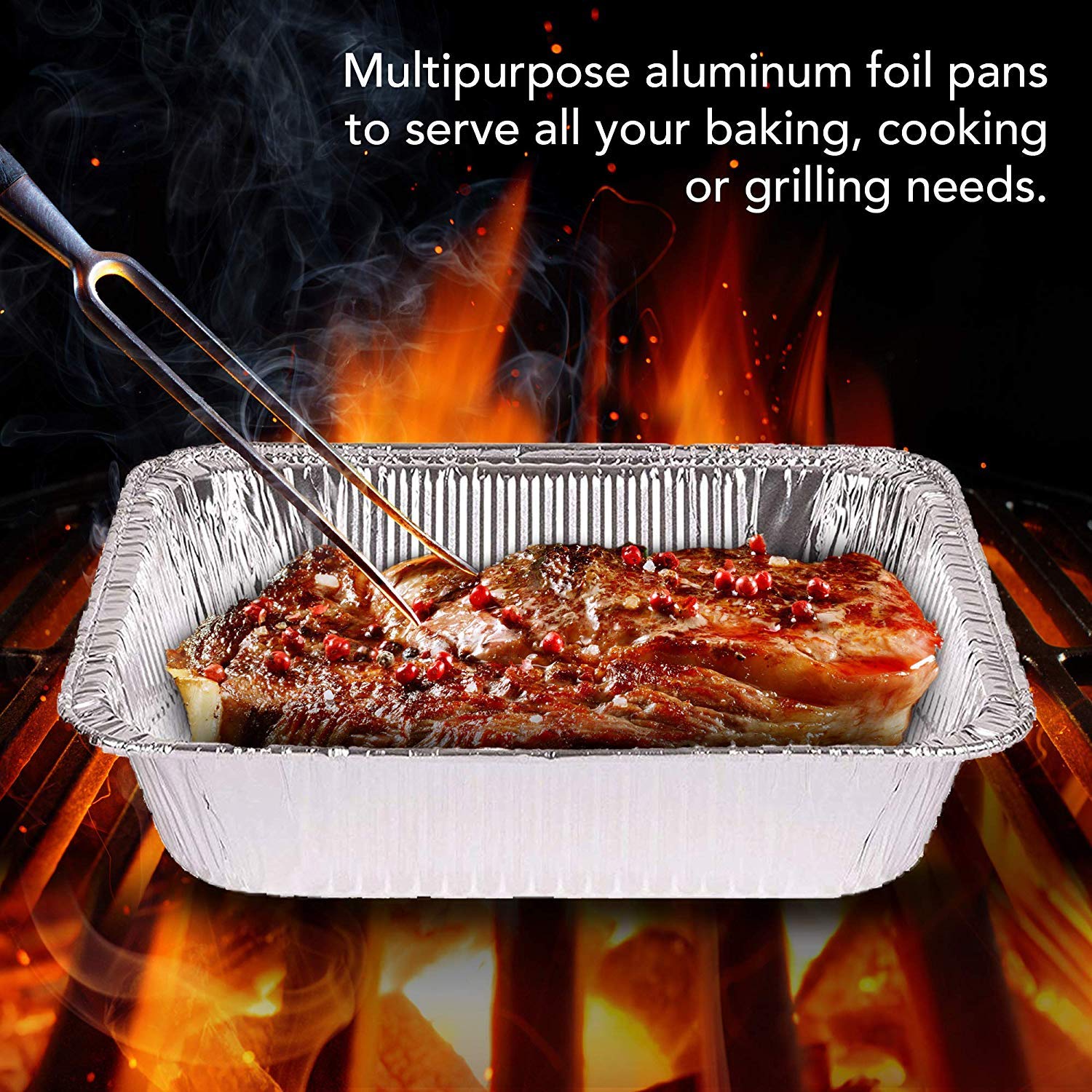 Aluminum Pans 9X13 Disposable Foil Pans (10 Pack) - Half Size Steam Table Deep Aluminum Trays - Tin Foil Disposable Pans Great F
