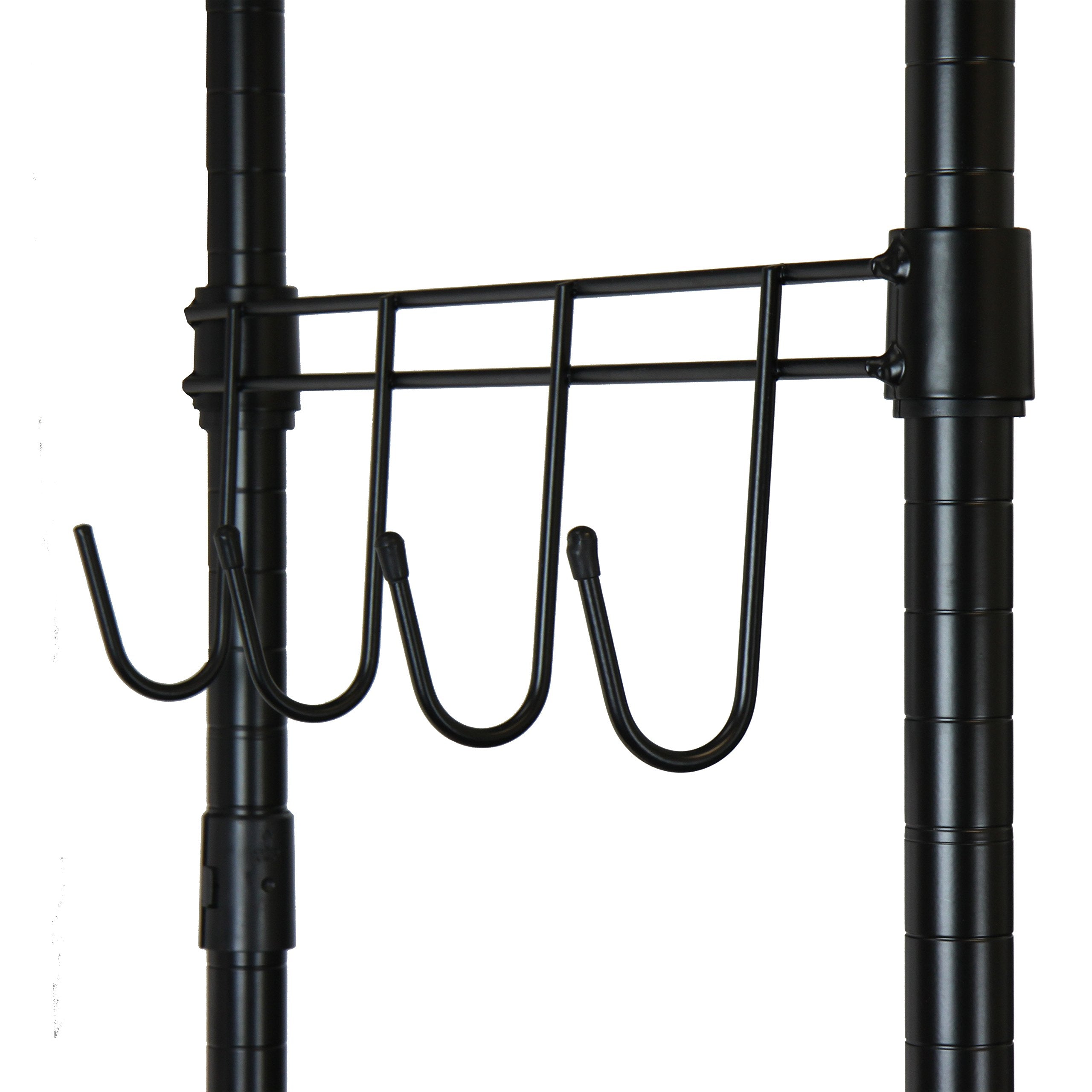 Oceanstar Heavy Duty Rolling Storage Garment Rack With Adjustable Shelves And Hook,Black