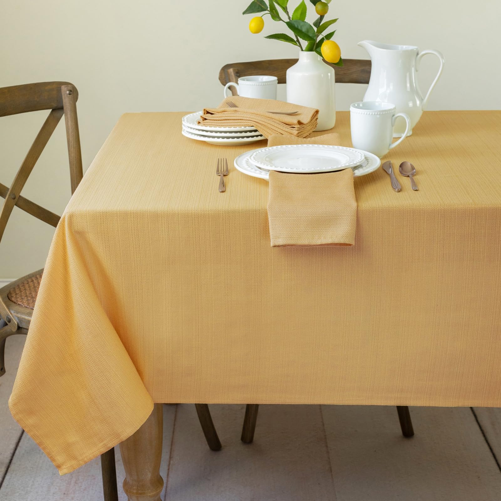 Benson Mills Cameron Textured Fabric Table Cloth, for Everyday Home Dining, Parties, Fall, Autumn, Holiday, and Thanksgiving Tab