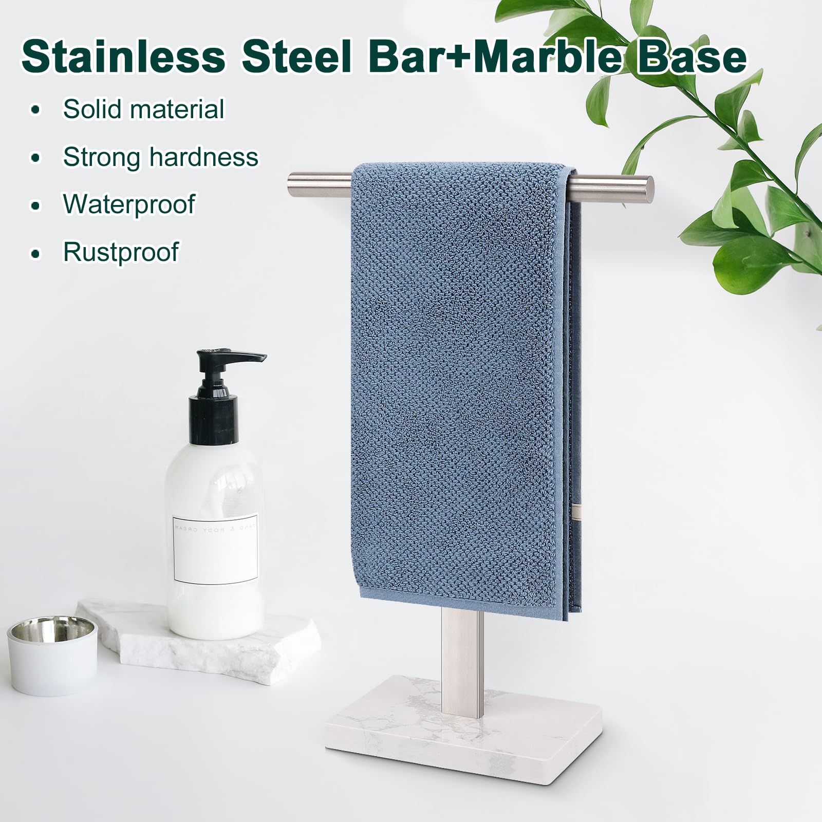 Bathace Hand Towel Holder, T-Shape Hand Towel Stand For Bathroom, Stand Hand Towel Rack Free-Standing Towel Bar For Bathroom Kit