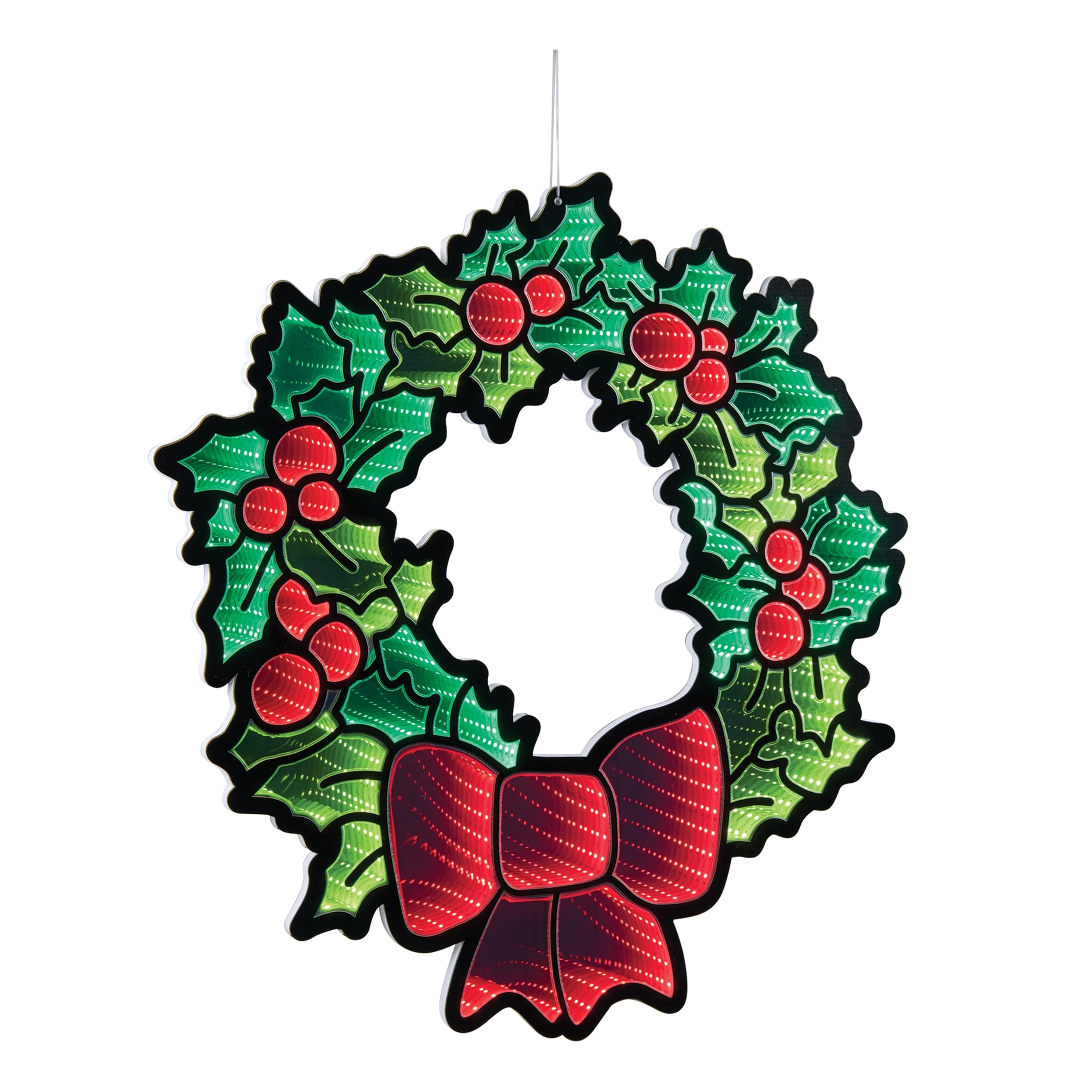 Holly Wreath w/Bow Ekkolight 24H Acrylic UL Plug