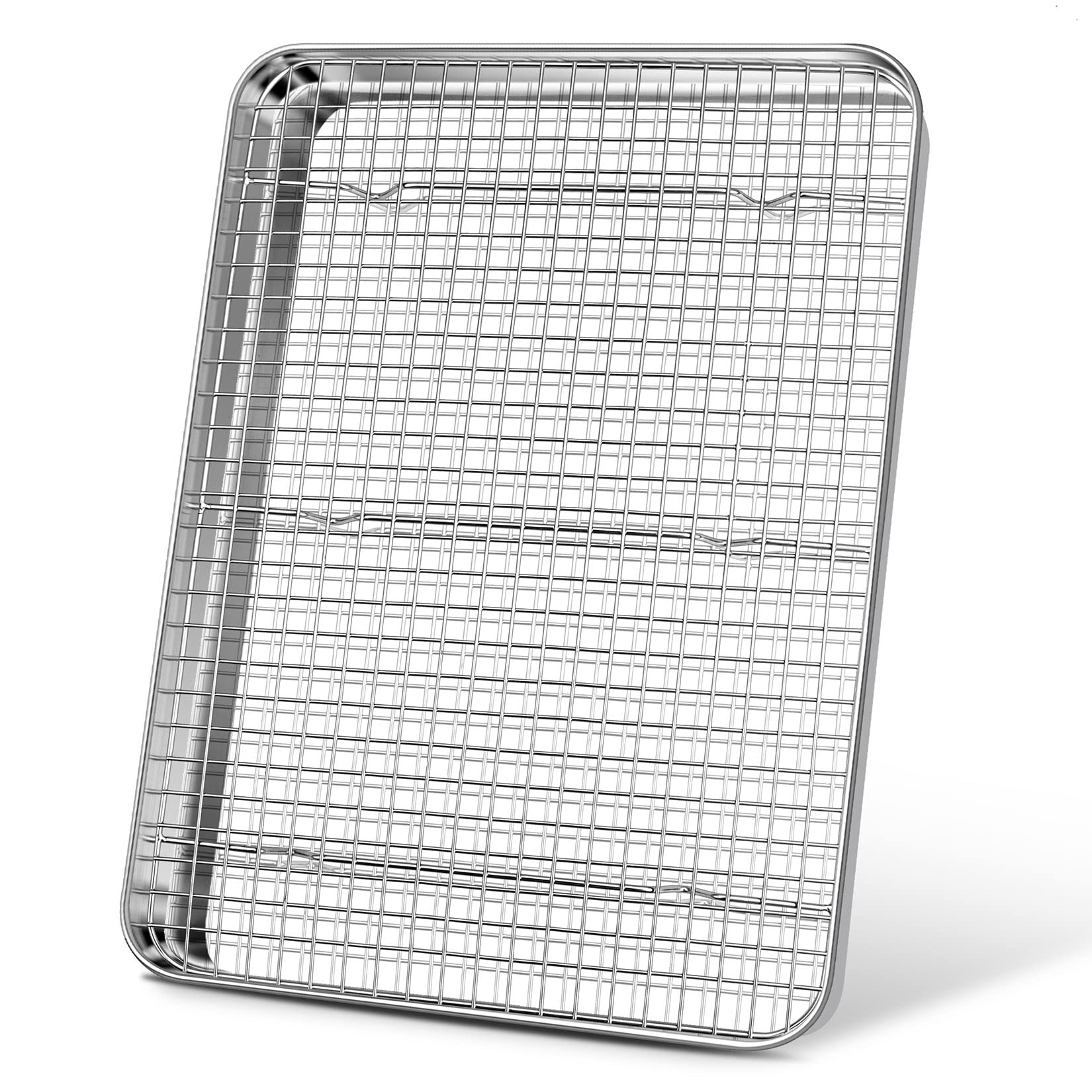 17.5 Inch Baking Sheet Pan With Rack Set, Joyfair Stainless Steel Half Size Oven Cookie Sheet Tray With Cooling Rack, Non-Toxic