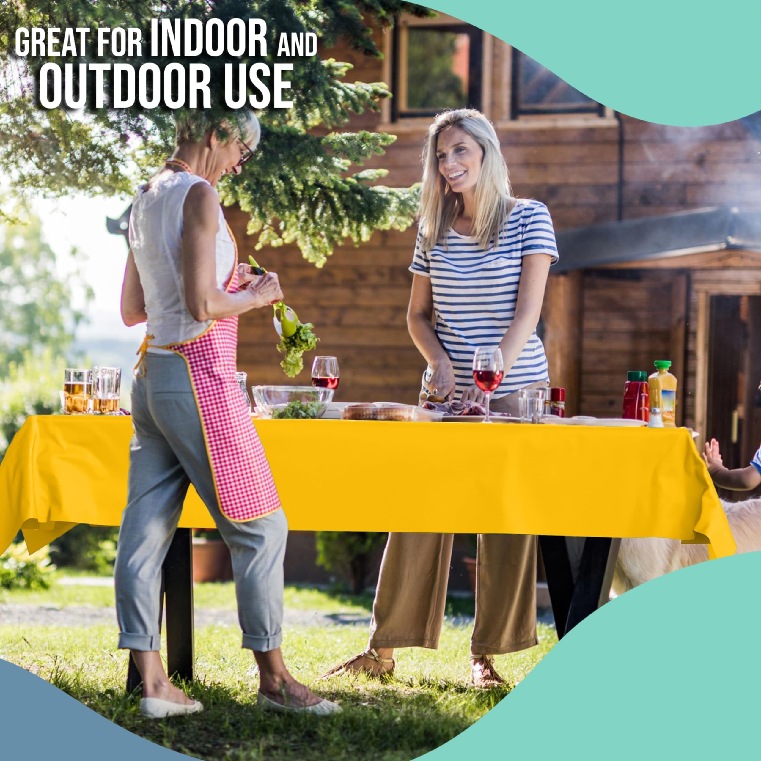 Exquisite Yellow Plastic Table Cover Roll 6 Pack 40 X 100' Table Cloth Plastic Cover Roll - Premium Quality Thick 0.5 Mil Banq