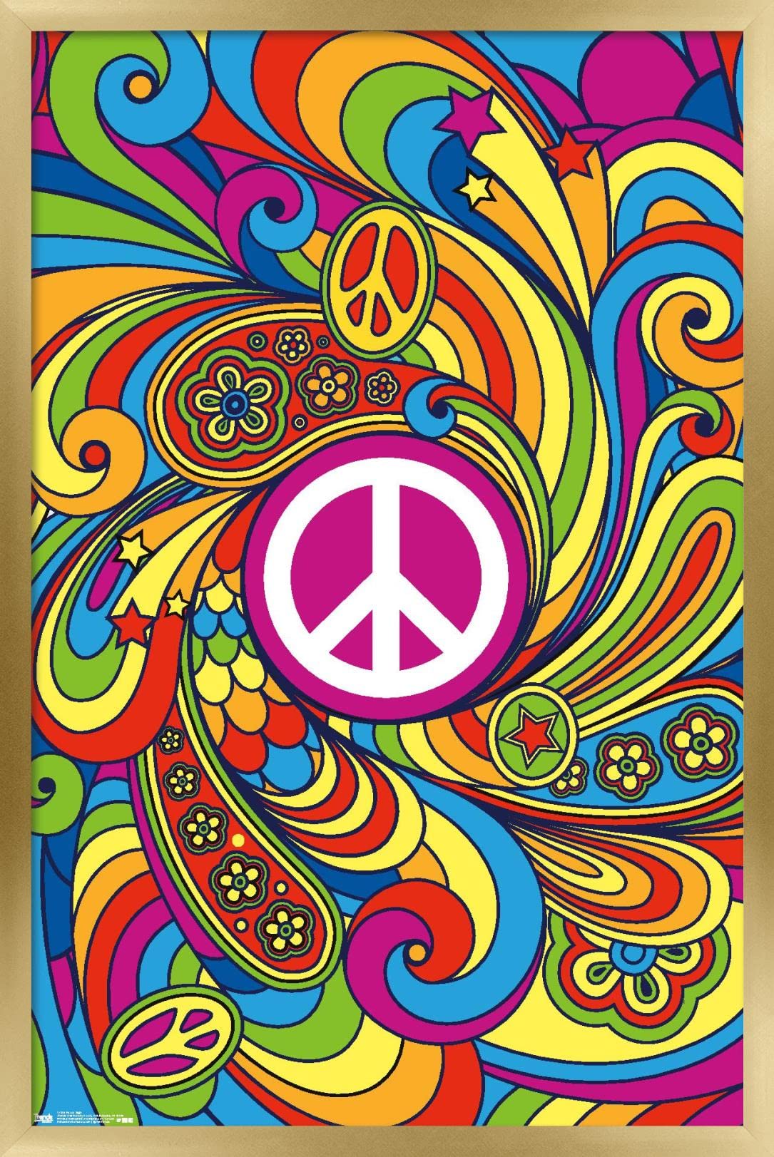 Trends International Peace Sign Wall Poster, 22.375'' X 34'', Gold Framed Version