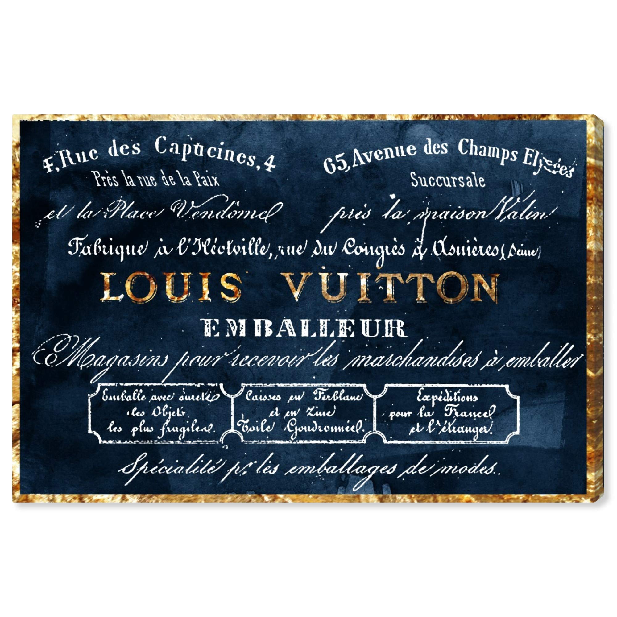 The Oliver Gal Artist Co. Oliver Gal 'Emballeur Navy' Blue Fashion Wall Art Print Premium Canvas 30'' X 20''