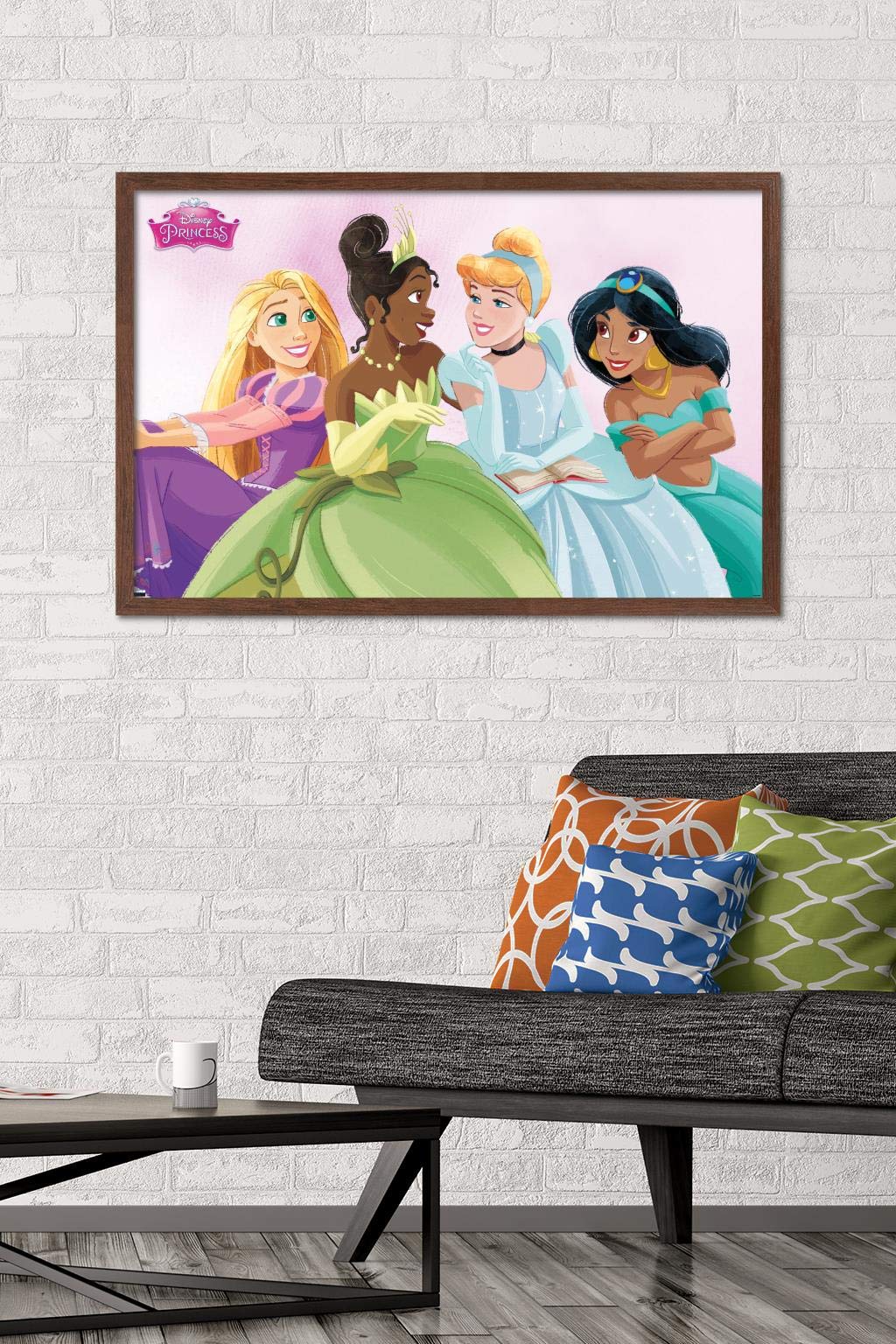 Trends International Disney Ultimate Princess Celebration-Group Wall Poster, 22.375'' X 34'', Mahogany Framed Version