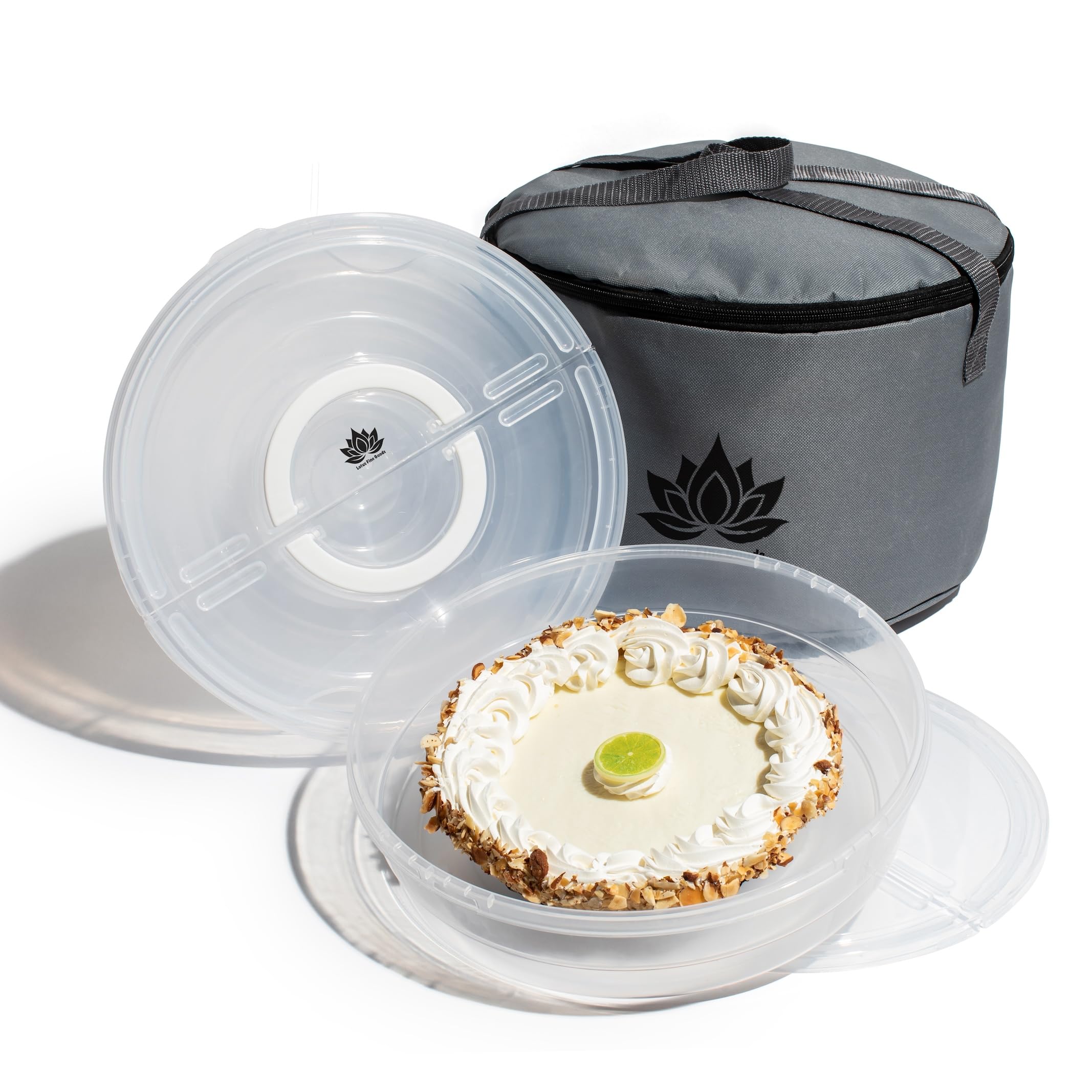 2 Pack Pie Carrier With Lid & Insulated Food Carrying Case Bag - 12'' Food Storage Containers For Pies, Cheesecake, Flan, Pizza,