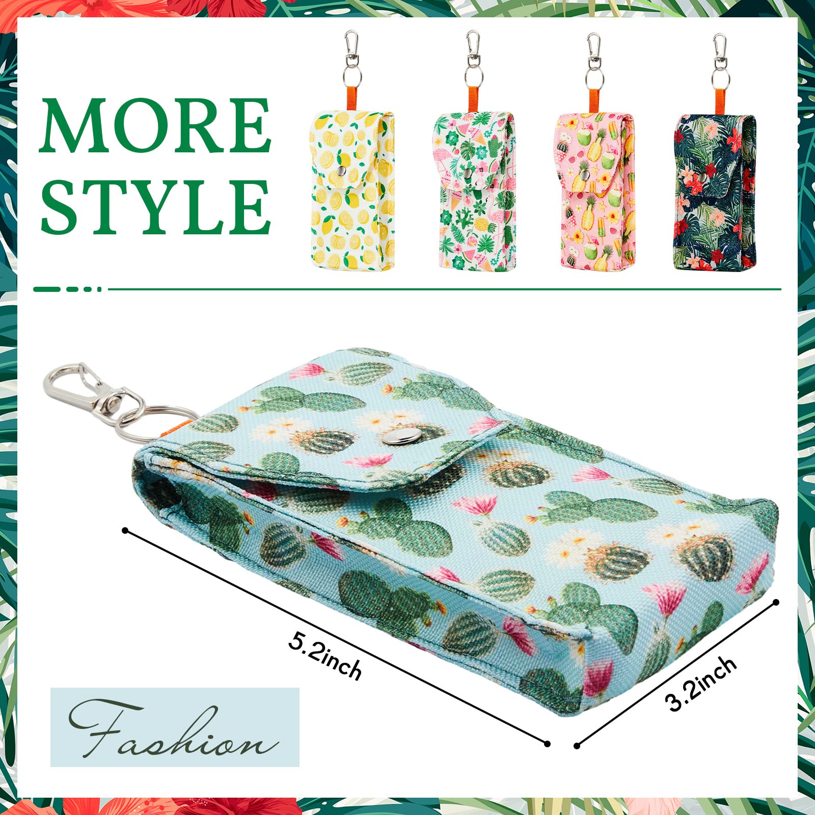 Sherr 5 Pieces Tissues Purse Pocket Tissue Holder Reusable Travel Tissue Pouch Fabric Zipper Enclosed Small Size Fruits Pattern Tissue Holder for Purse Coins for Summer  5.5 x 3 Inches (Fresh Style)