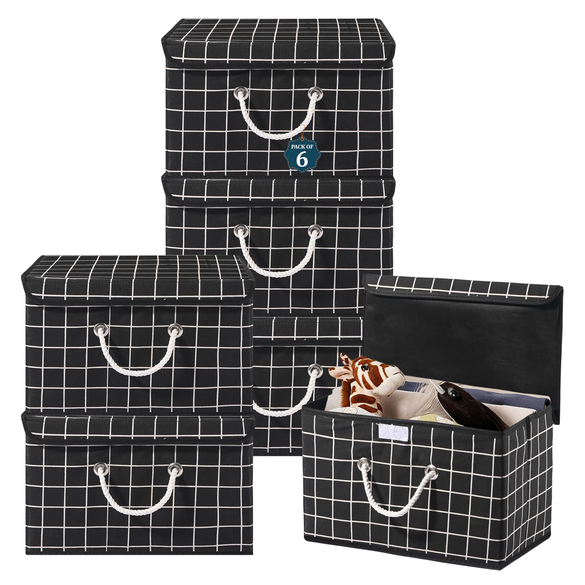 Kuber Industries Pack Of 6 Multipurpose Storage Box For Wardrobe With Lid & Handle | Large SpaceSaving Container Boxes For Stor