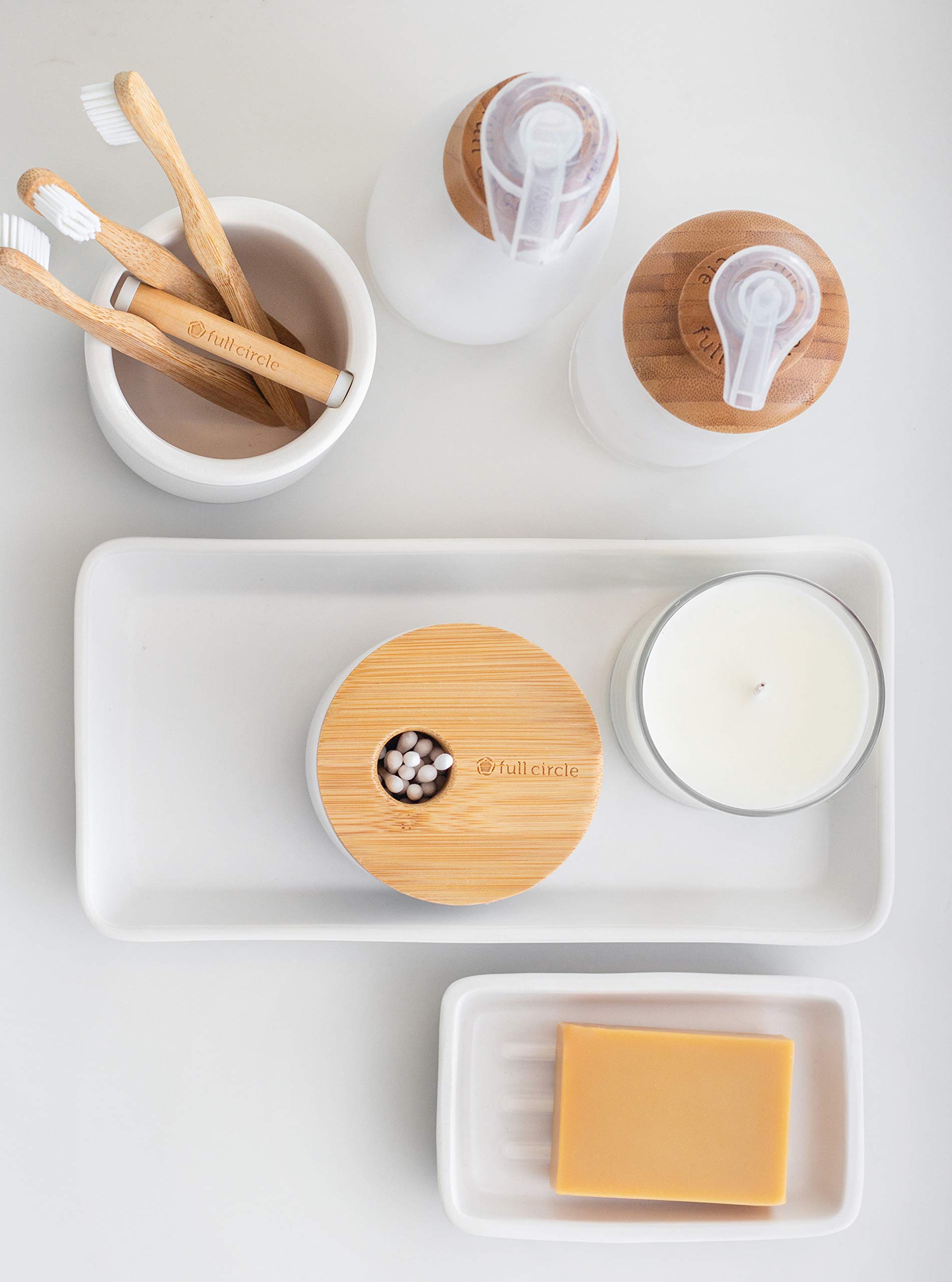 Full Circle Pick Me Up Cotton Swab And Q-Tip Canister, White