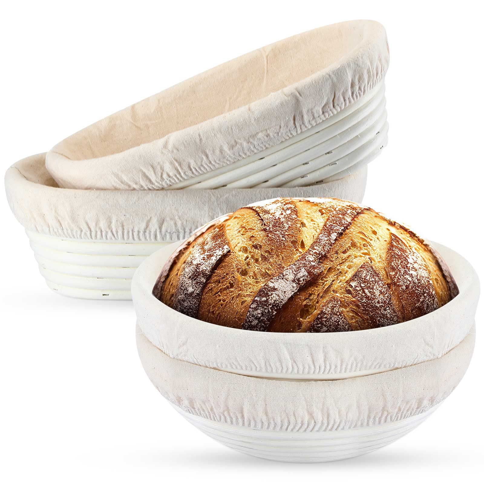 Nuanchu 4 Pcs Proofing Basket 9 Inch Round Bread Proofing Basket 10 Inch Oval Rattan Bread Basket Baking Bowl For Sourdough Brea