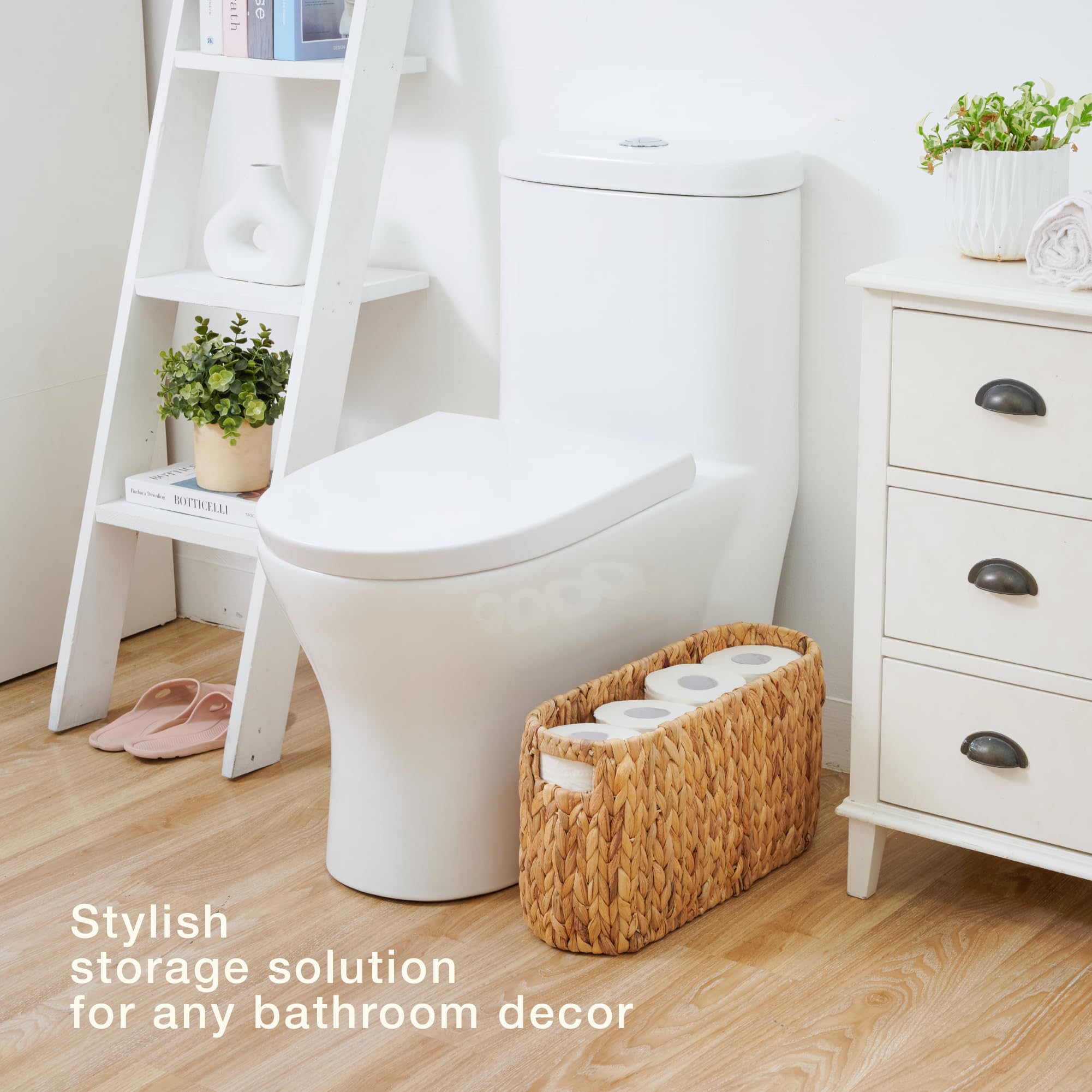 Toilet Paper Storage Basket, Toilet Paper Holder with Storage for Up to 8 Rolls, Coastal Bathroom Decor, Rattan Bathroom Accesso