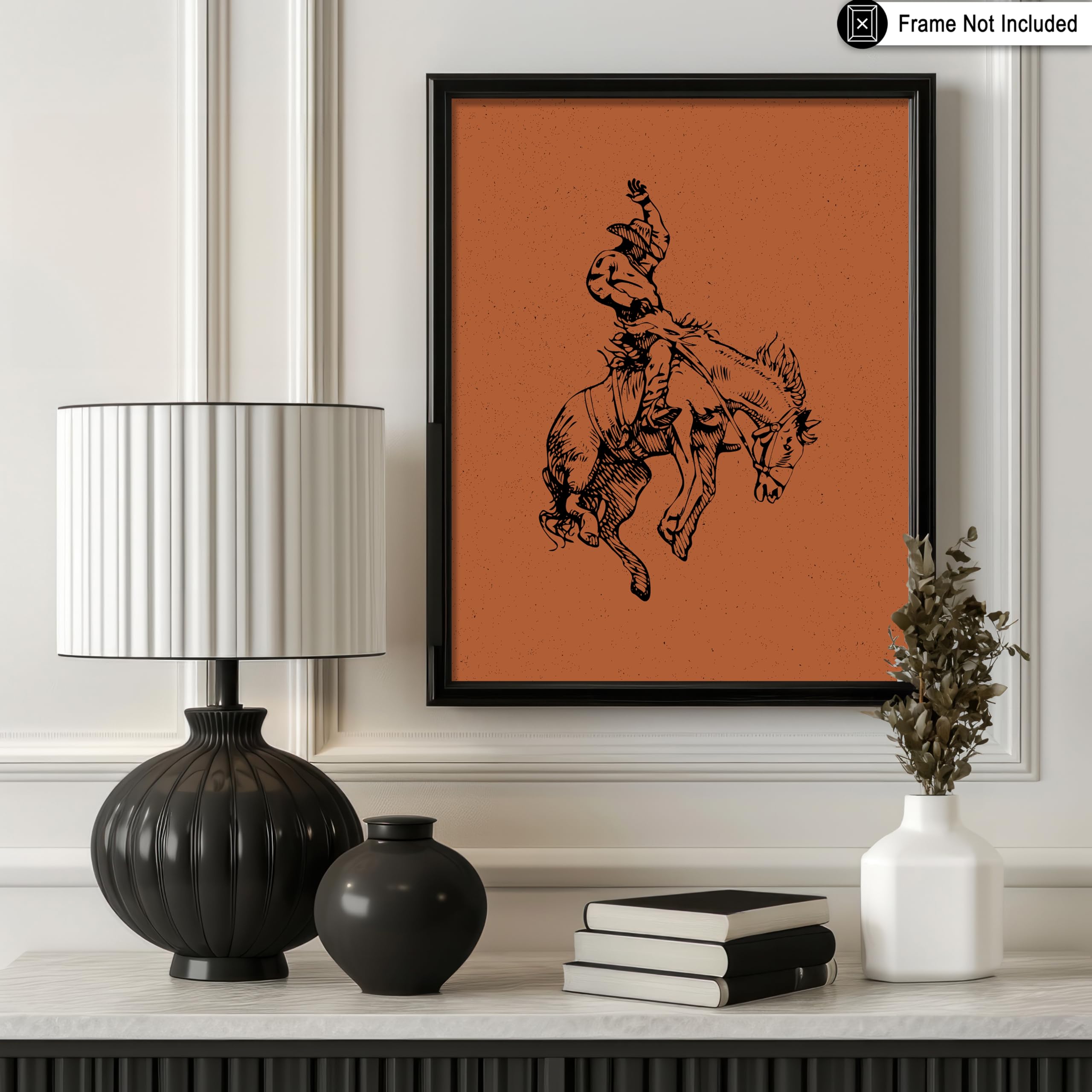 Poster Master Brown Rodeo Poster - Retro Cowboy On Bucking Horse Print - Cowboy Art - Western Art - Wild West Art - Gift For Him