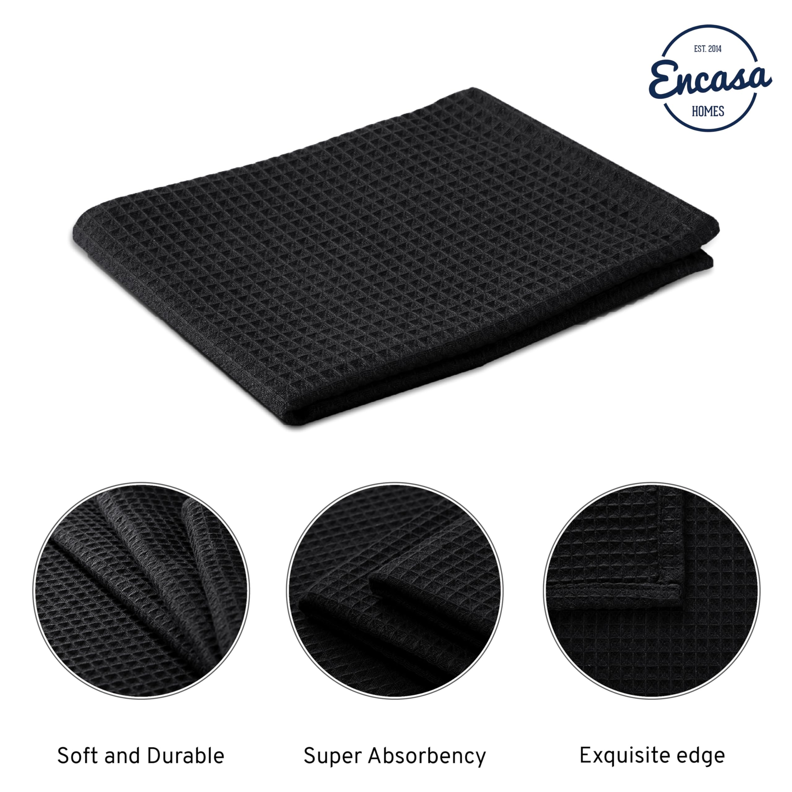 Encasa Homes Anti-Odour Waffle Kitchen Dish Towels, 28''X18'' (12 Pc Set) Highly Absorbent, Tea Towels For Cleaning & Quick Dryi