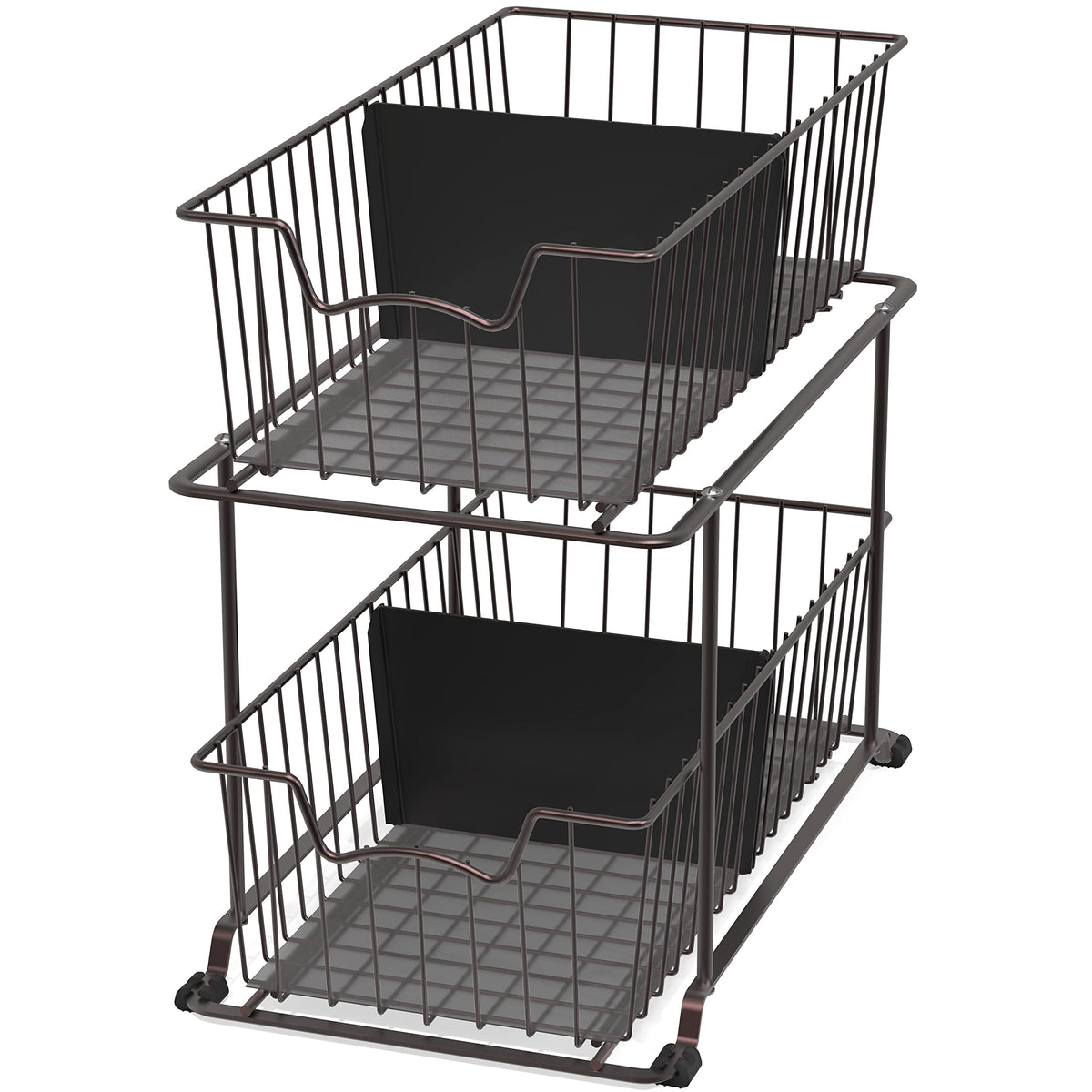 Simplehouseware 2 Tier Cabinet Wire Basket Drawer Organizer, Brown
