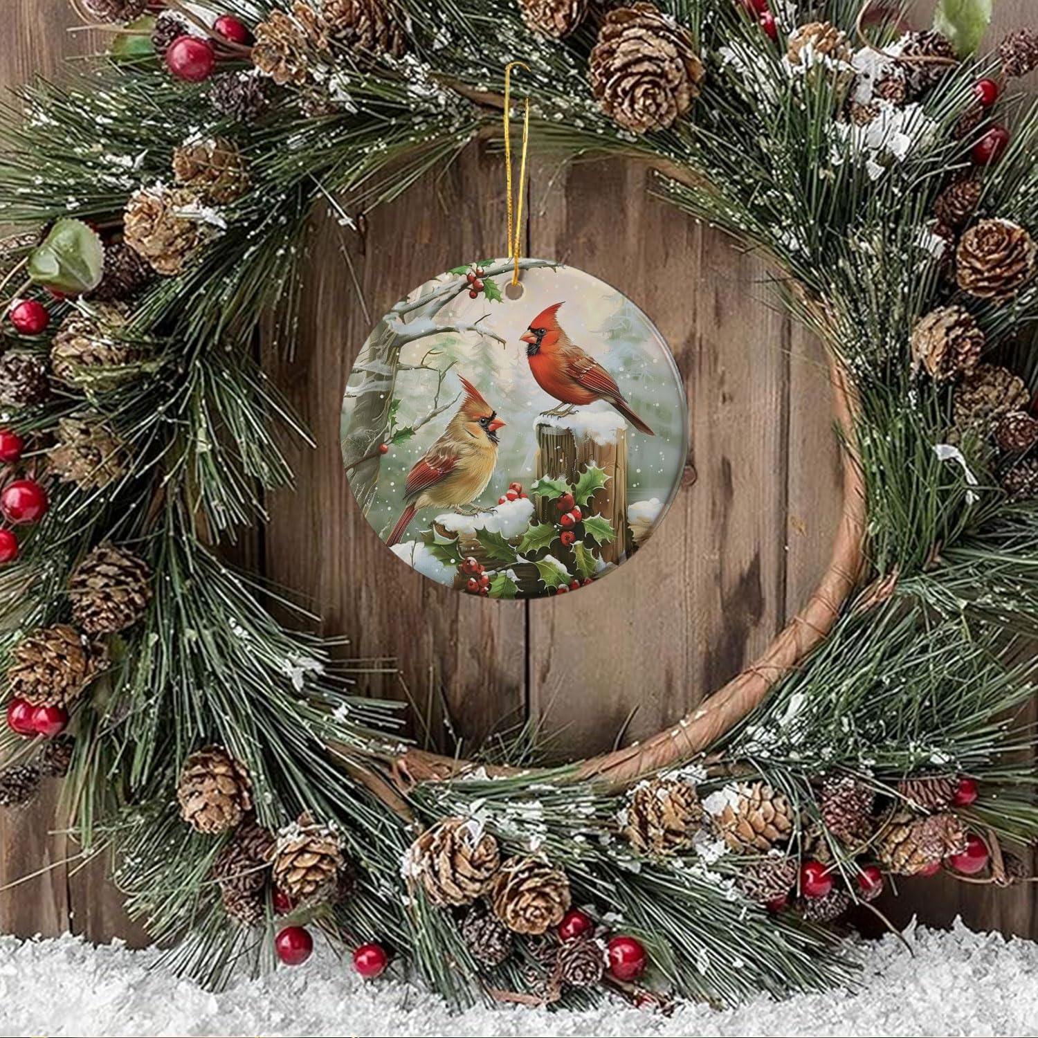 Cardinal Christmas Ornaments for Tree - Red Birds Decorative Hanging Decor