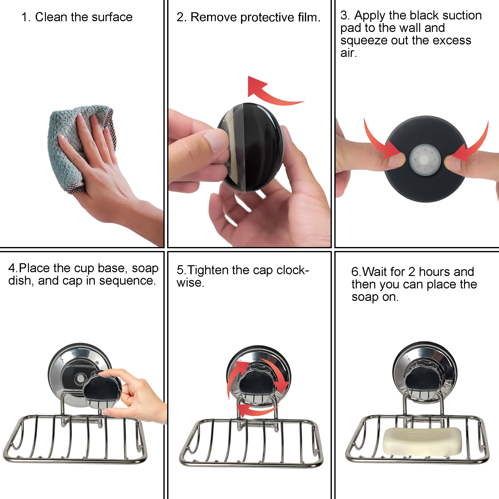 iPEGTOP Super Powerful Vacuum Suction Cup Shower Soap Dish - Updated Strong Rustproof Stainless Steel Soap Saver Sponge Holder for Bathroom & Kitchen Sink  2 Pack