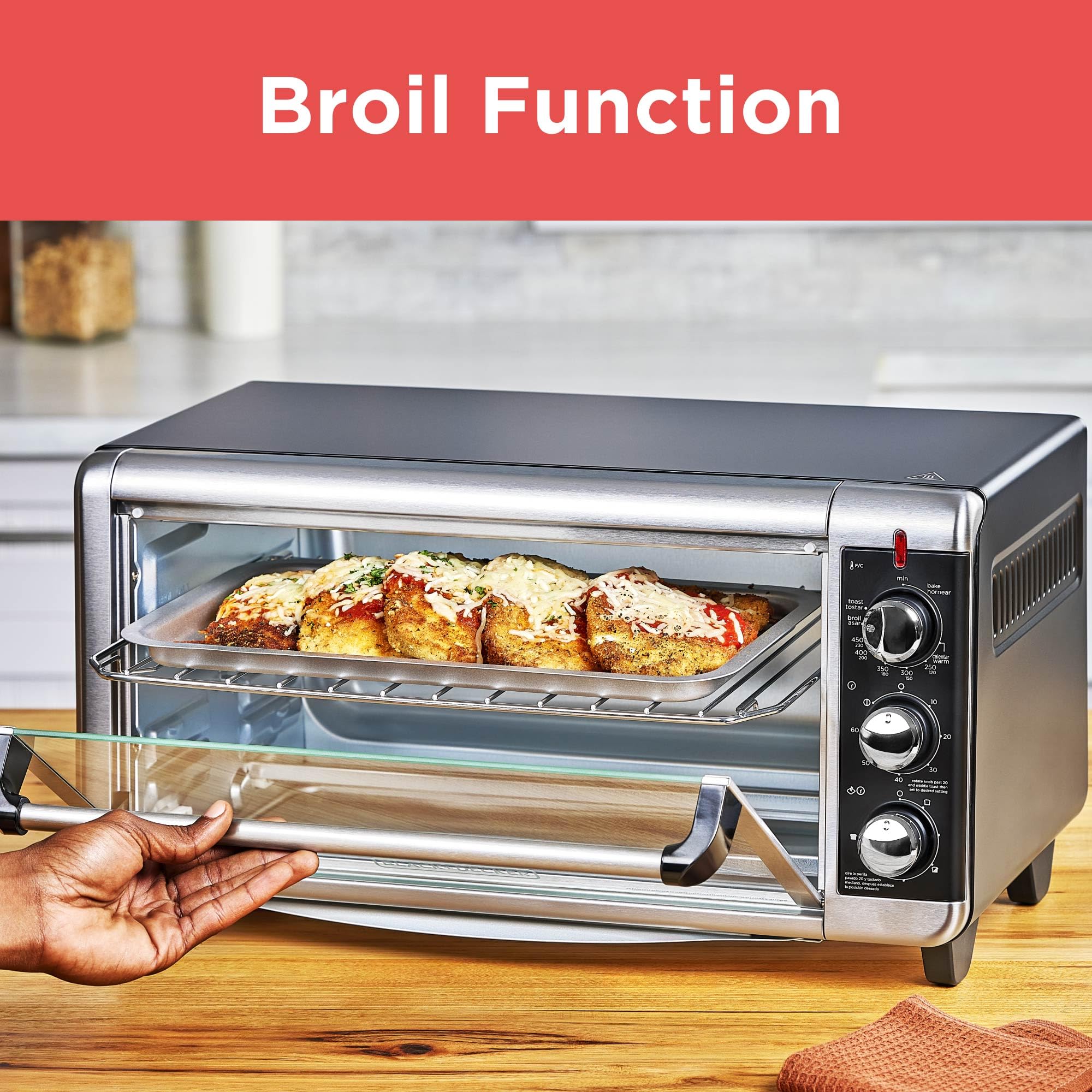 Black+Decker 8-Slice Extra Wide Convection Toaster Oven, Fits 9X13 Oven Pans And 12 Pizza, Bake, Toast, Broil, And Keep Wa