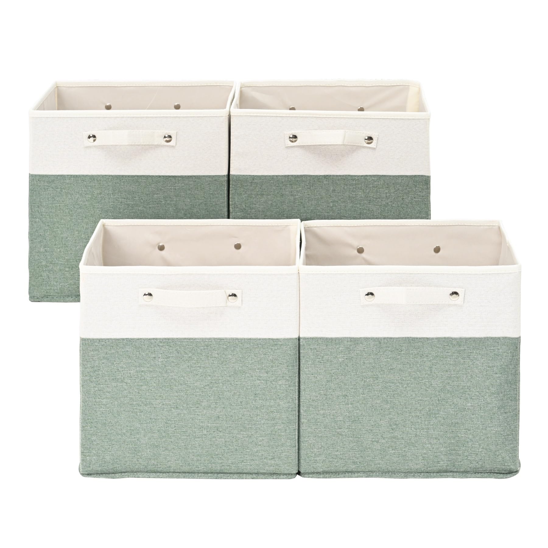 13 X 13 Inch Fine Linen Storage Bins With Handles,Fabric Cube Boxs,Collapsible Basket Organizers For Shelves For Home, Closet Dr