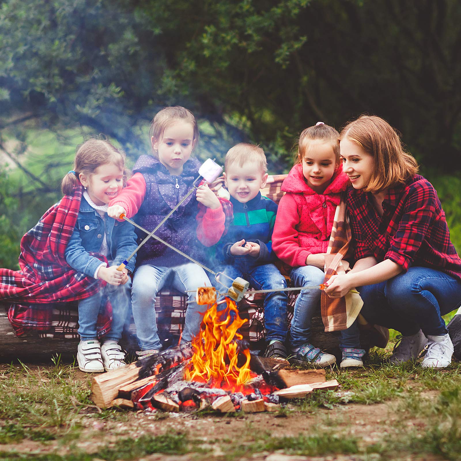 Marshmallow Roasting Sticks  Telescoping Smores Sticks for Open Fire Pit  32 Inch Long Marshmallow Toasting Barbecue Forks BBQ Smores Skewers for Campfire Camping Hotdog Hot Dog Bonfire Grill  5 Pack
