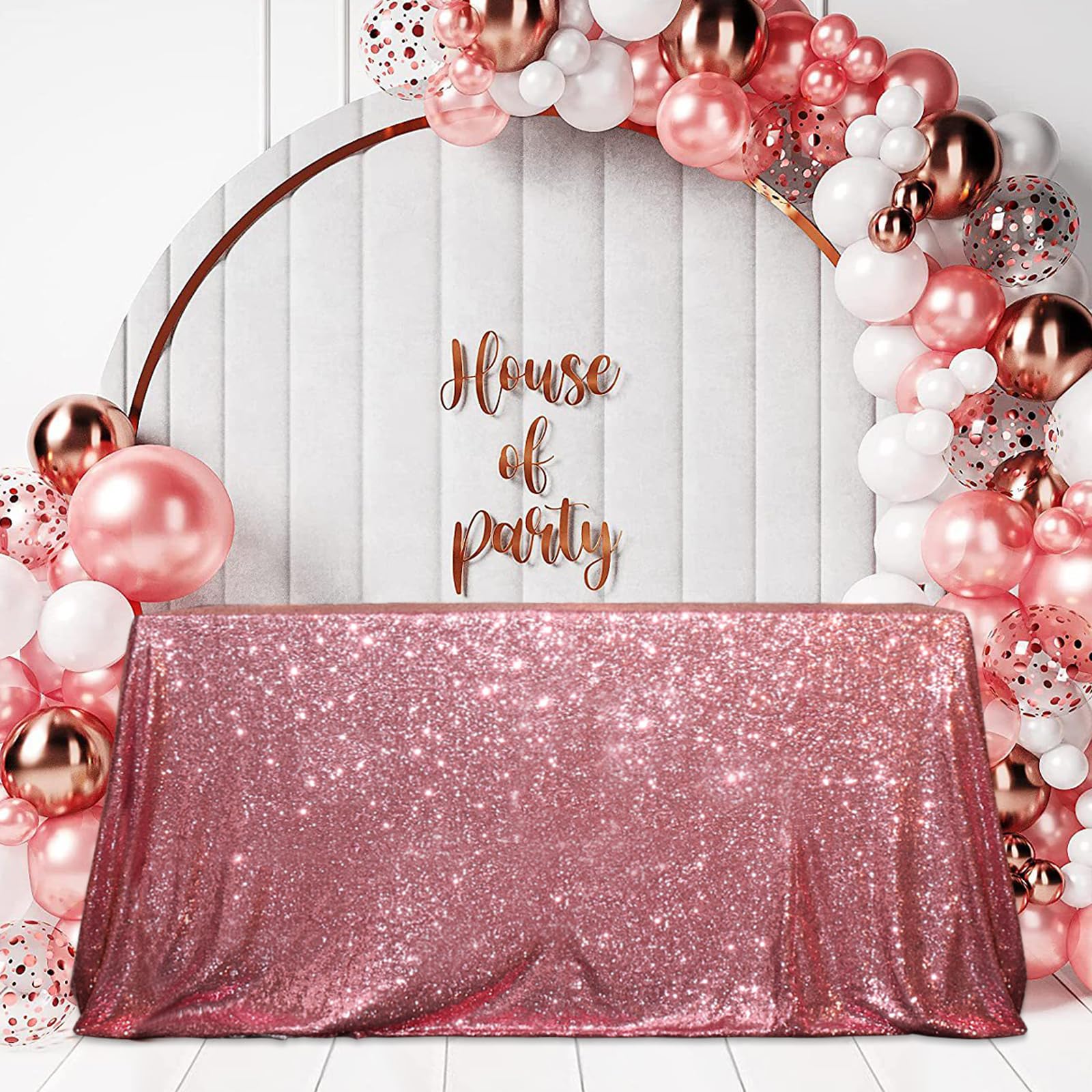 SquarePie Sequin Tablecloth Rectangular 60 x 102 Inch Fuchsia Pink Reflect Lights Bling Sparkly Table Linen for Wedding Party