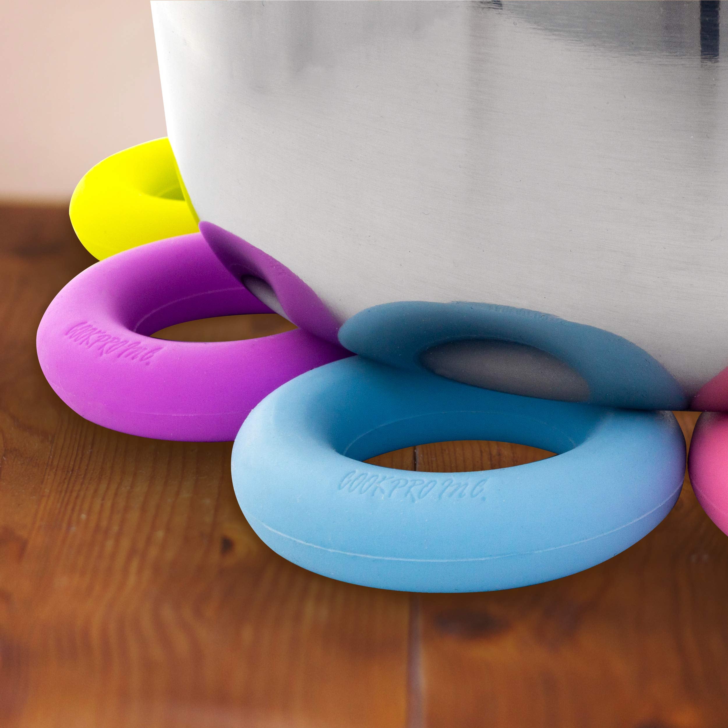 Cook Pro 6-Piece Round Silicone Trivets, Red/Blue/Green/Yellow/Purple/Pink