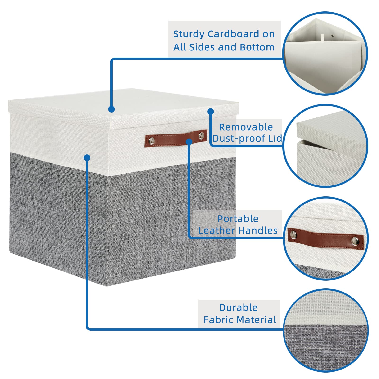 Temary Cube Storage Bins With Lids For Organizing Clothes, [2-Pack] Foldable Storage Boxes With Handles, Closet Storage Baskets