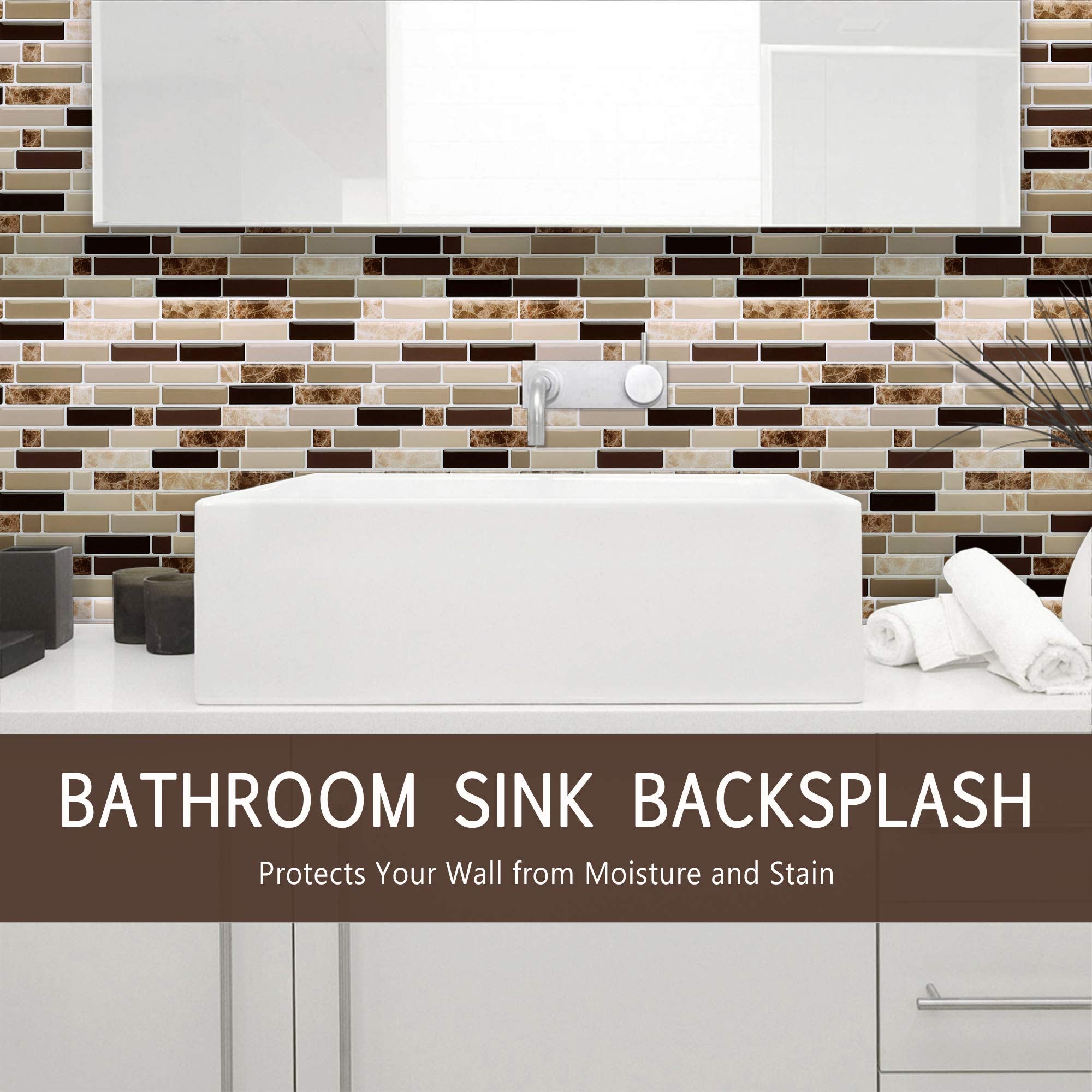 Vamos Tile 12'' X 12'' Peel And Stick Self Adhesive Kitchen Backsplash, Stick On Tile Backsplash For Kitchen & Bathroom(10 Sheet