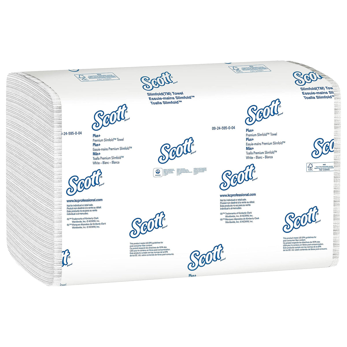 Scott Control Hand Towels Slimfold (04442) With Fast-Drying Absorbency Pockets, White, 90 Towels / Clip, 24 Packs / Case, 90 Cou