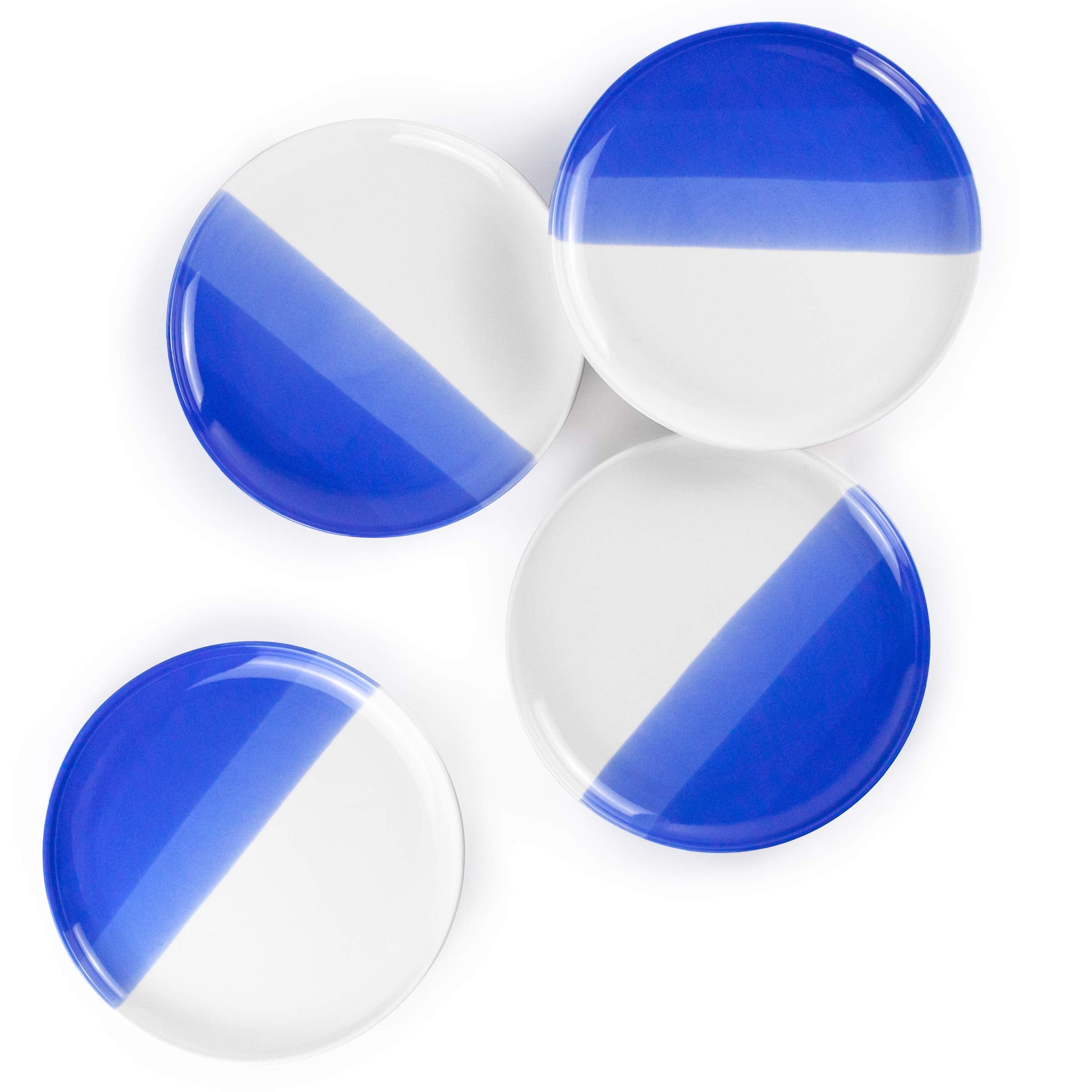 Modesthive Ombre Dessert Plates Oia Blue - 8 Inch Porcelain Plates Set - Appetizer Plates, Small Plates, Ceramic Plates, Salad P