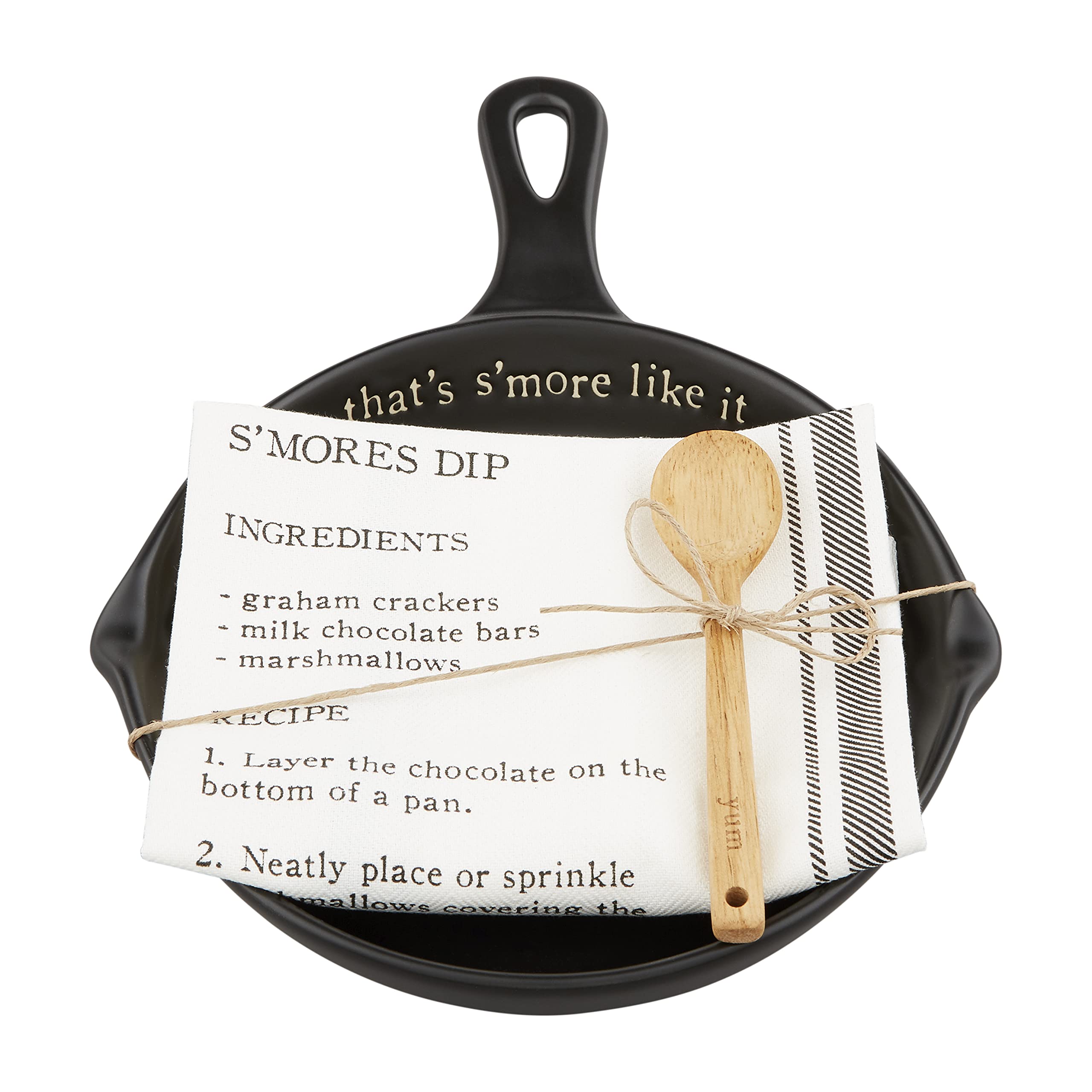 Mud Pie, Black, S'More Set, 11.75'' X 8'' | Spoon 5.5'' 26'' X 16.5'', Skillet 11 3/4'' X 8'' | Towel 26'' X 16 1/2''