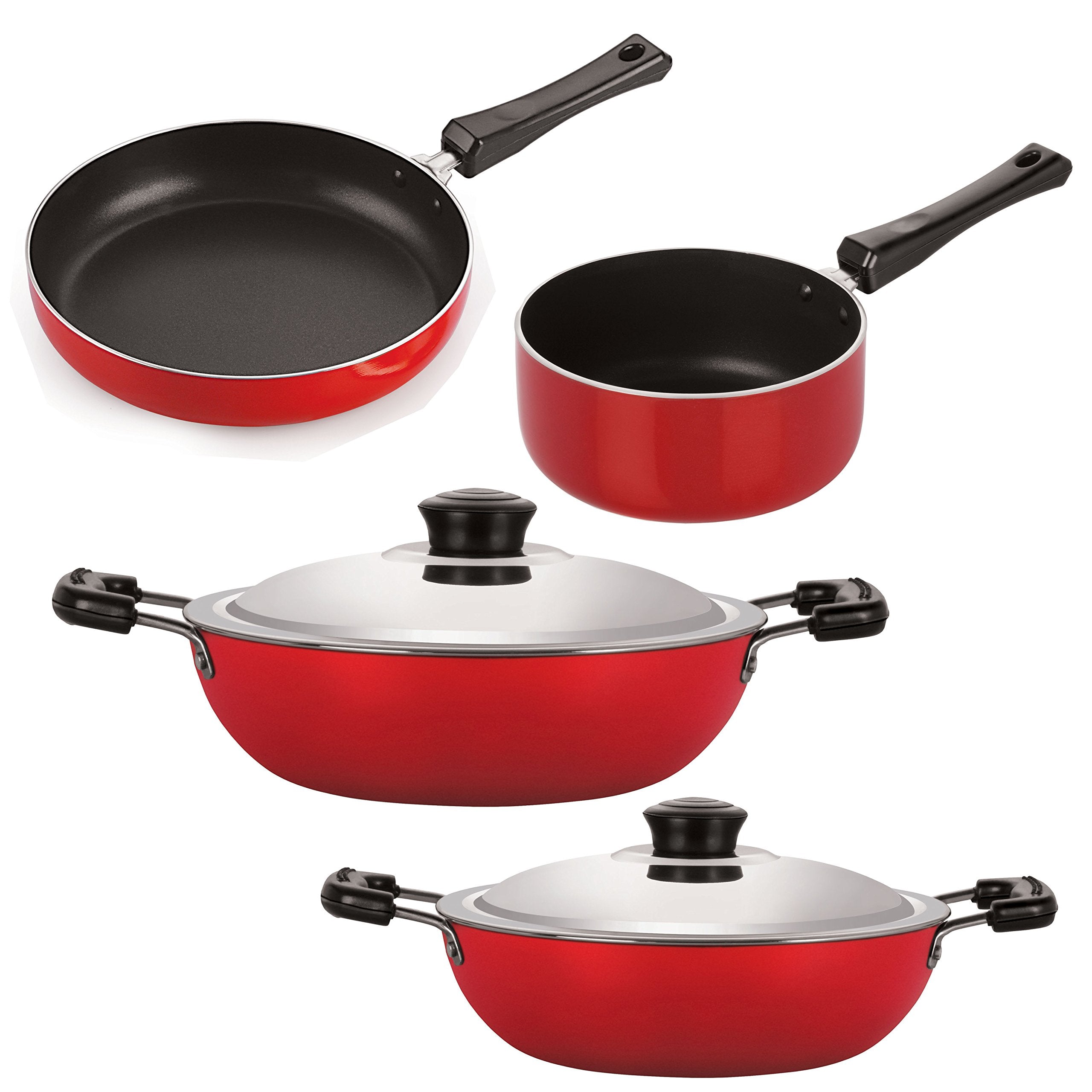 Nirlon 3 Layer NonStick Coated 4 Piece Aluminium Kitchenware Combo Set, Fp11_Dkdm_Dkdb_Spm