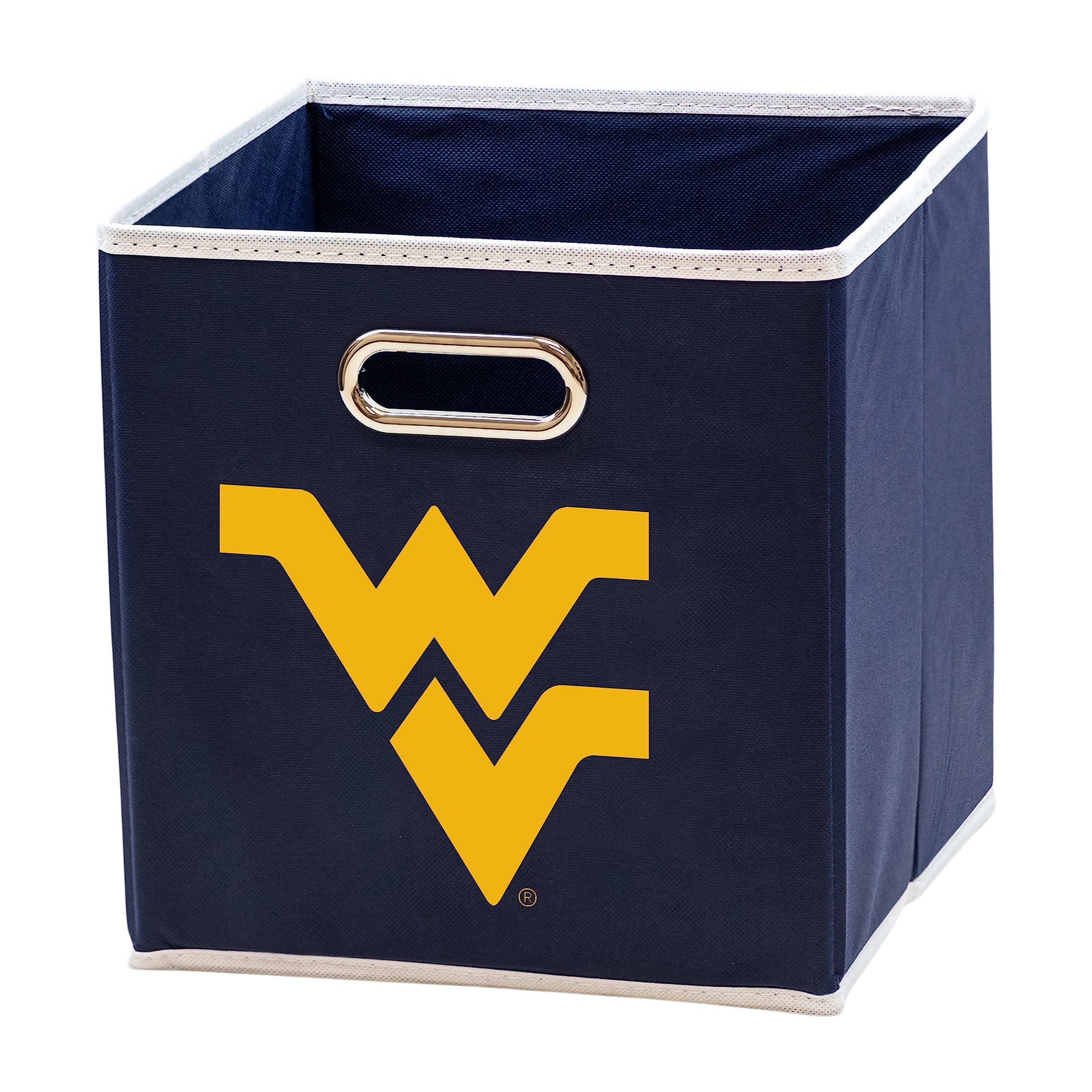 Franklin Sports NCAA West Virginia Mountaineers Collapsible Storage Bin - Made to Fit Storage Bin Shelf Organizers - 10.5 x 10.5