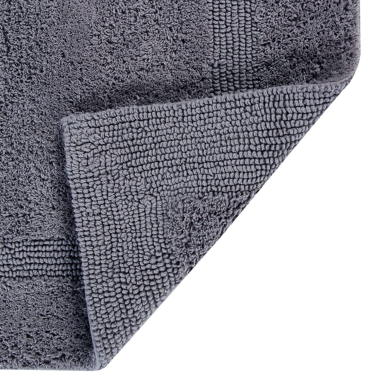 Better Trends 100% Cotton Lux Collection Bath Mats, Gray Contour Bath Mat - Tufted, Reversible & Absorbent & Machine Washable Ba