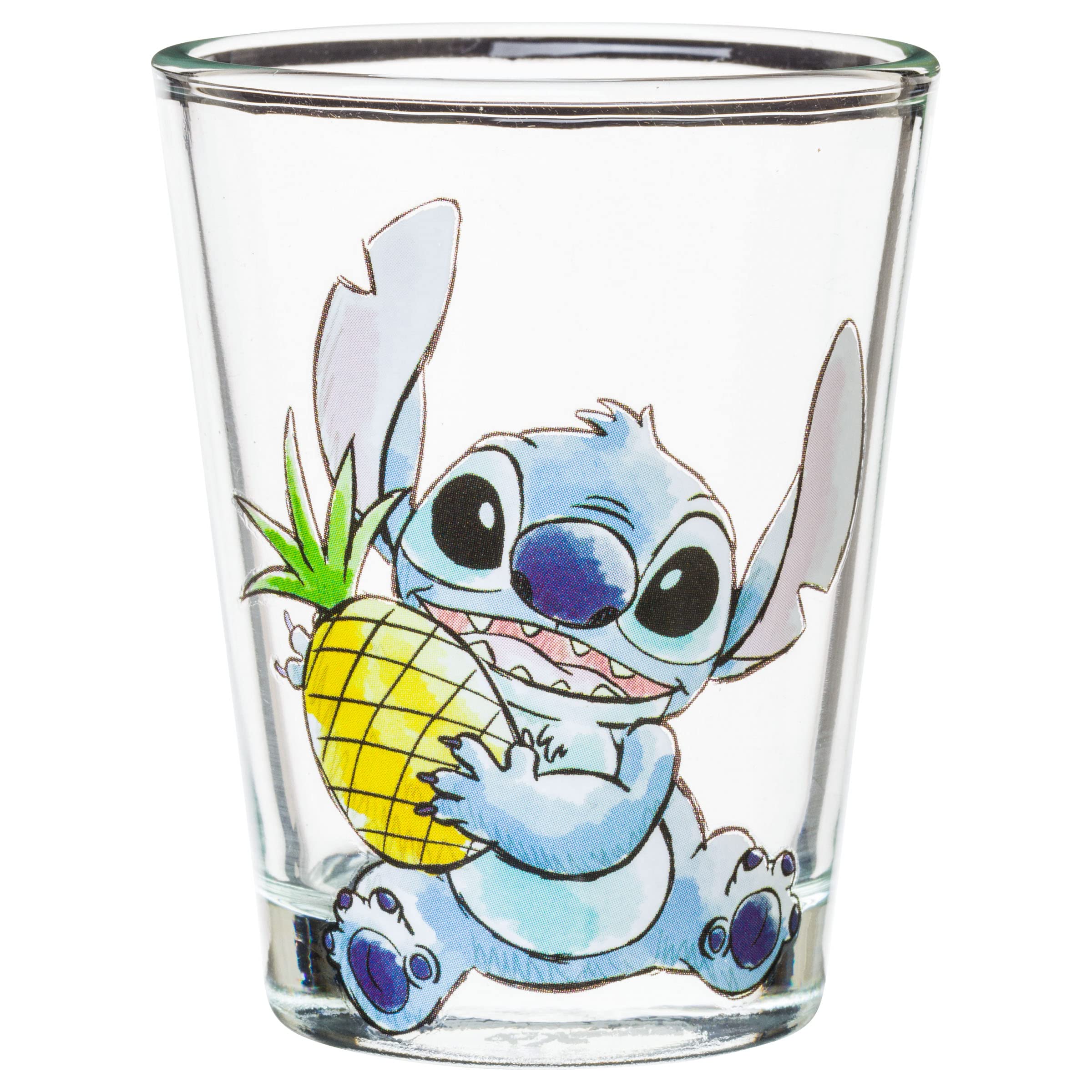 Silver Buffalo Disney Lilo And Stitch Poses With Fruit, Ice Cream, And Heart 4 Pack Mini Glasses, 1.5 Ounces