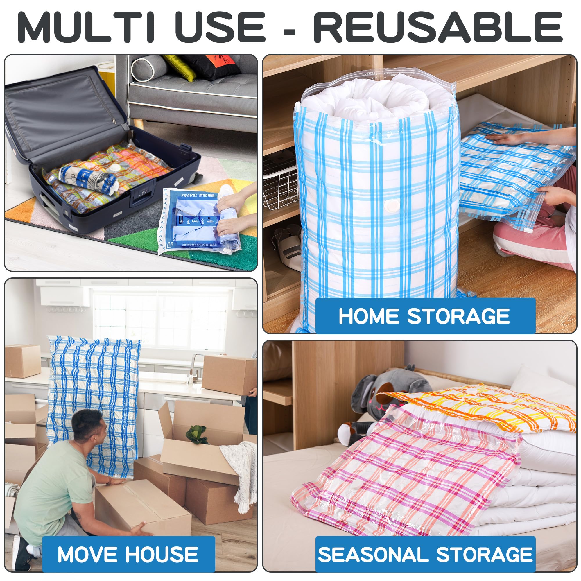 Storage Master Vacuum Storage Bags For Clothes, 35 Airtight Vacuum Seal Space Saver Bags For Clothing Blankets And Comforters (3