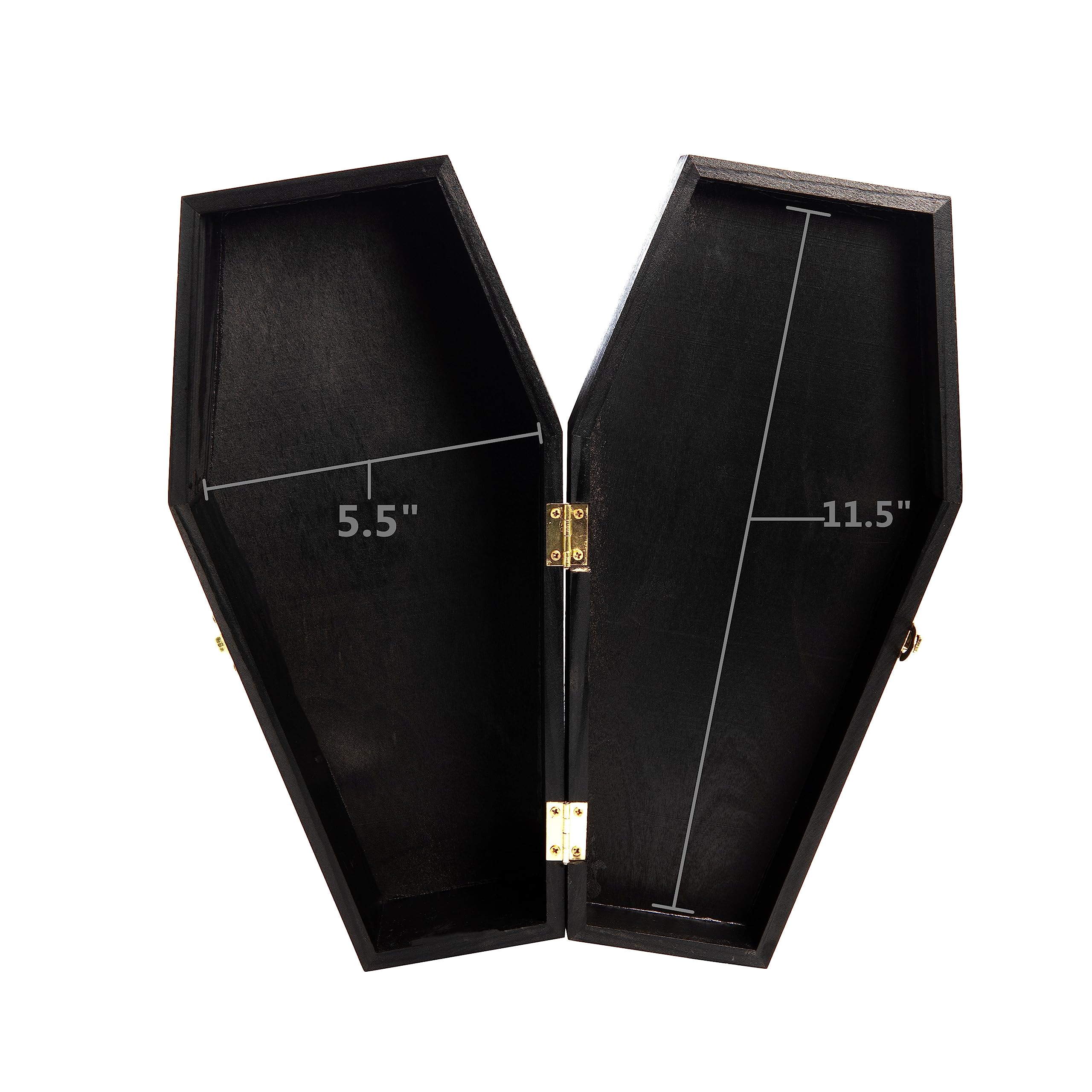 Creative Hobbies 12 Black Painted Wooden Coffin Box - Hinged Halloween Casket for D  cor, Party Favors, Goth Display, Doll or Pe