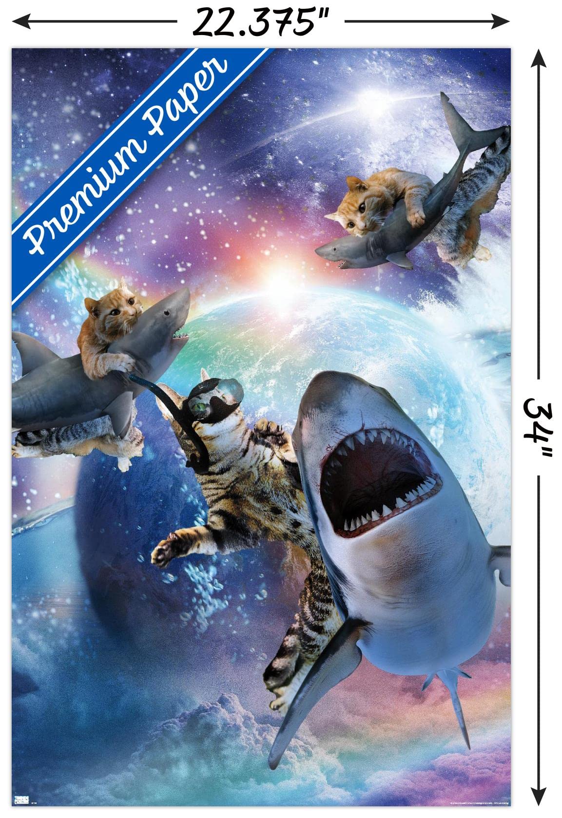 Trends International James Booker - Galaxy Cat Sharks Wall Poster