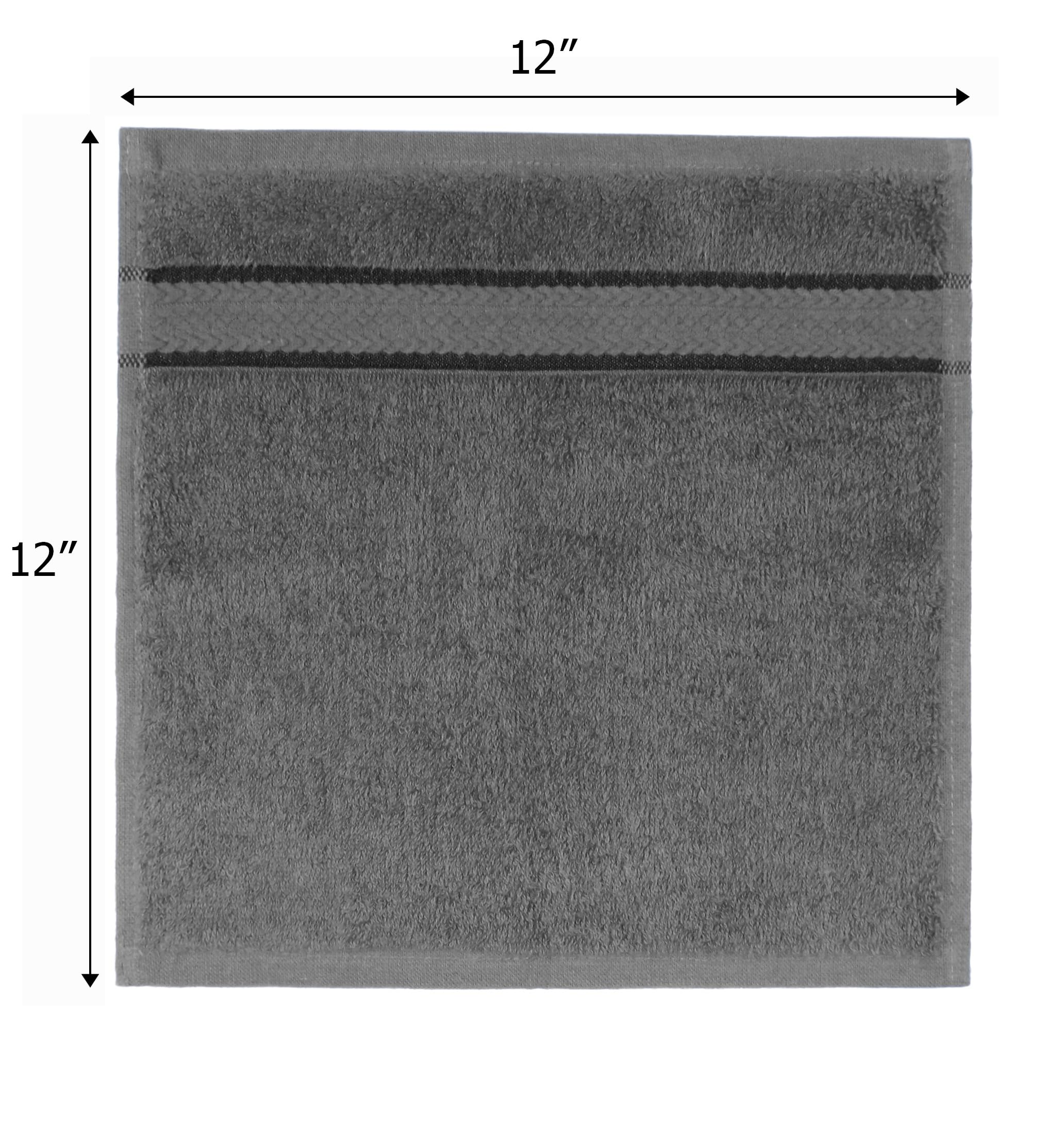 Cotton Craft Ultra Soft 12 Pack Wash Cloths 12X12 Charcoal Weighs 2 Ounces Each - 100% Pure Ringspun Cotton - Luxurious Rayon Tr