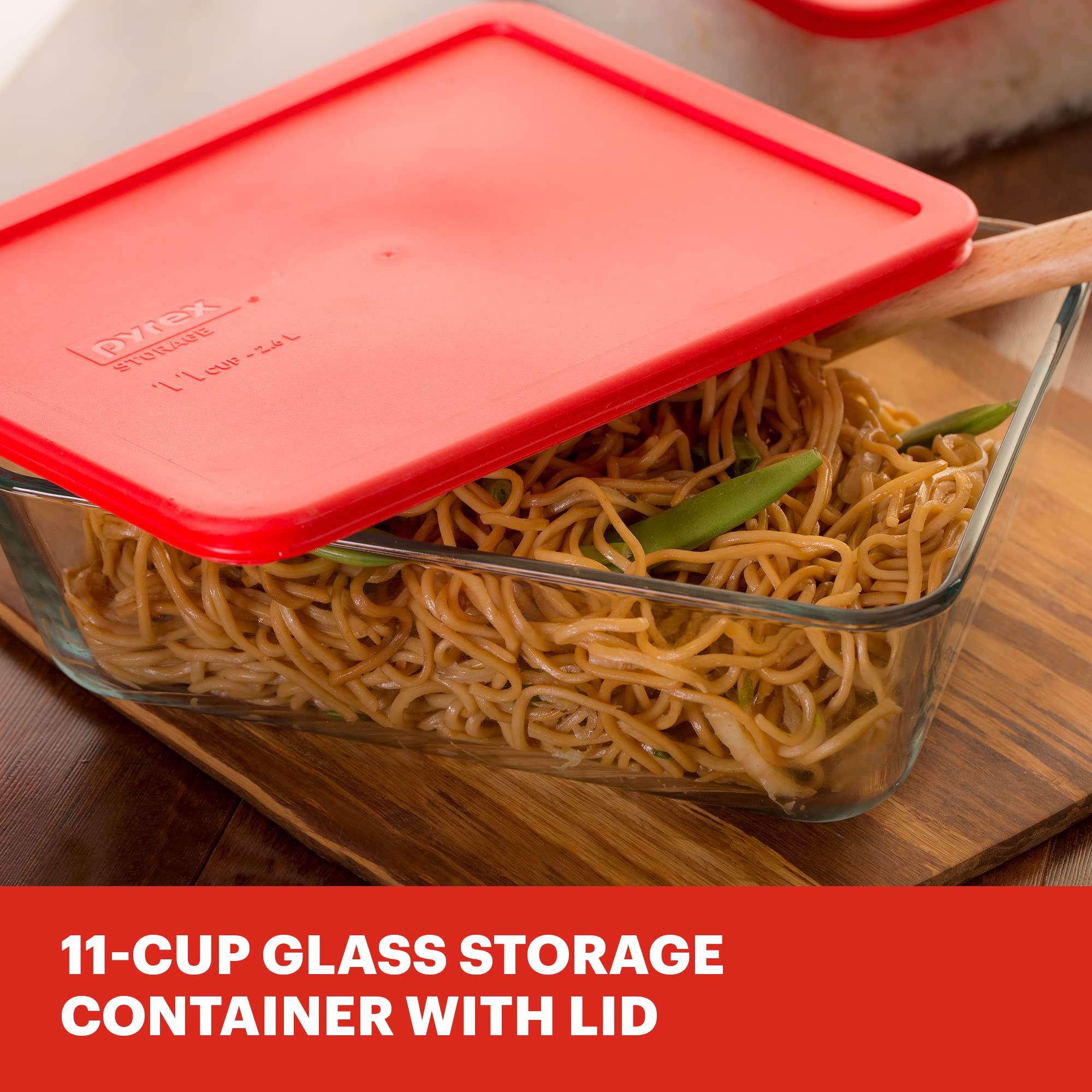Pyrex Simply Store Glass Food Storage Container, Snug Fit Non-Toxic Plastic Bpa-Free Lids, Freezer Dishwasher Microwave Safe, 11