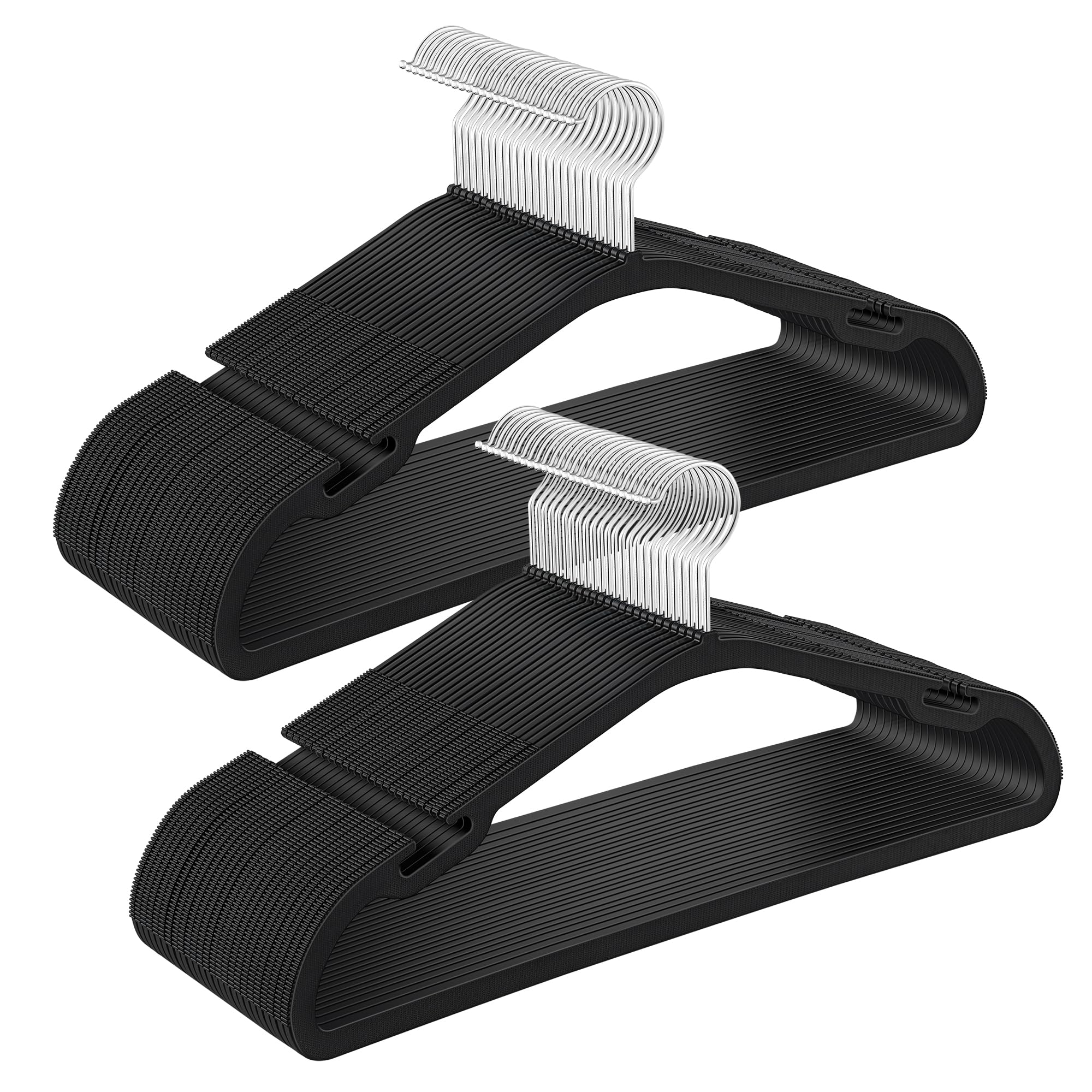 Songmics Clothes Hangers 50 Pack, Heavy-Duty Plastic Hangers, Coat Hangers With Wide Shoulder Notches, Pant Bar, 360 Swivel Hook