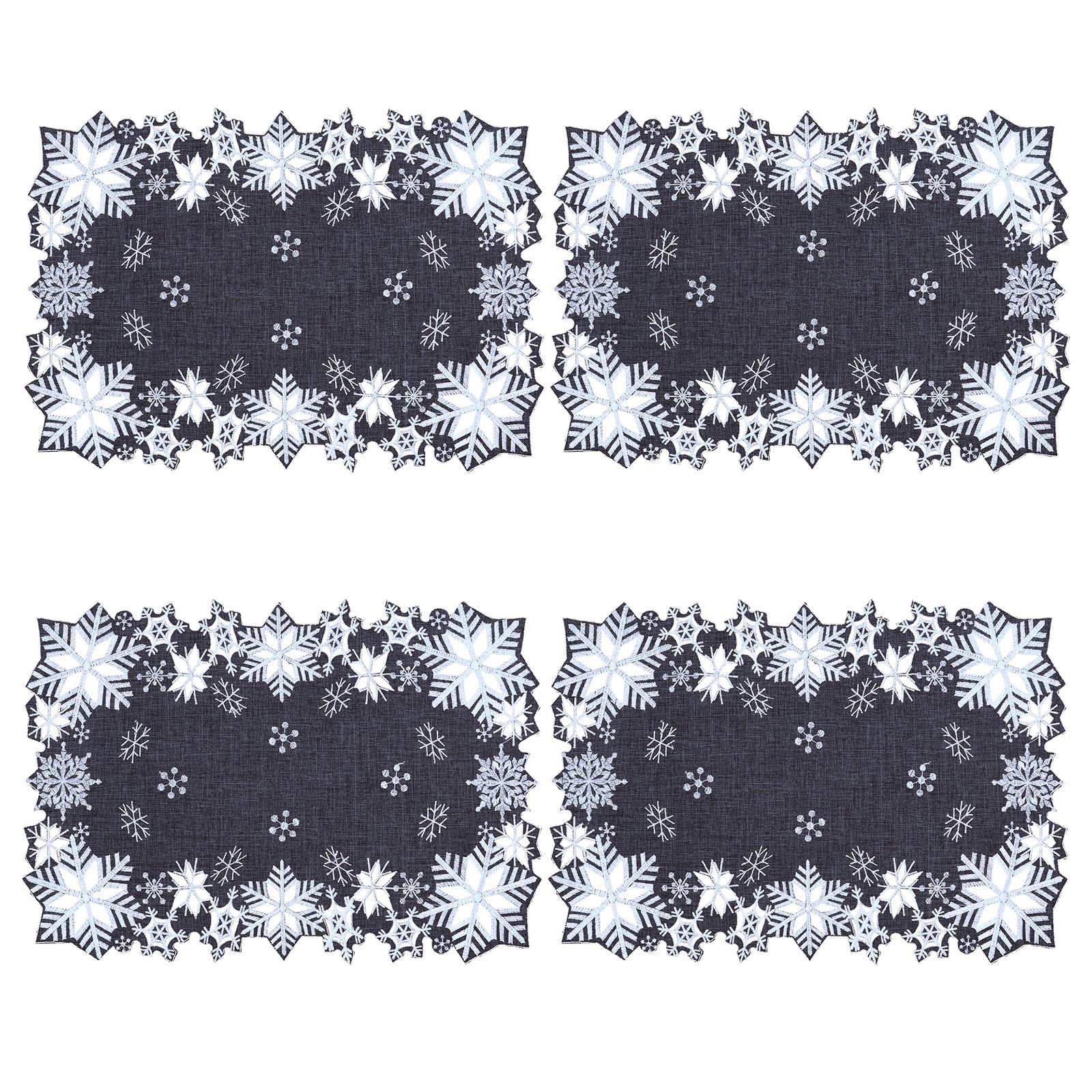 Simhomsen Embroidered Snowflakes Table Runners For Christmas Holiday And Winter (Gray, 13