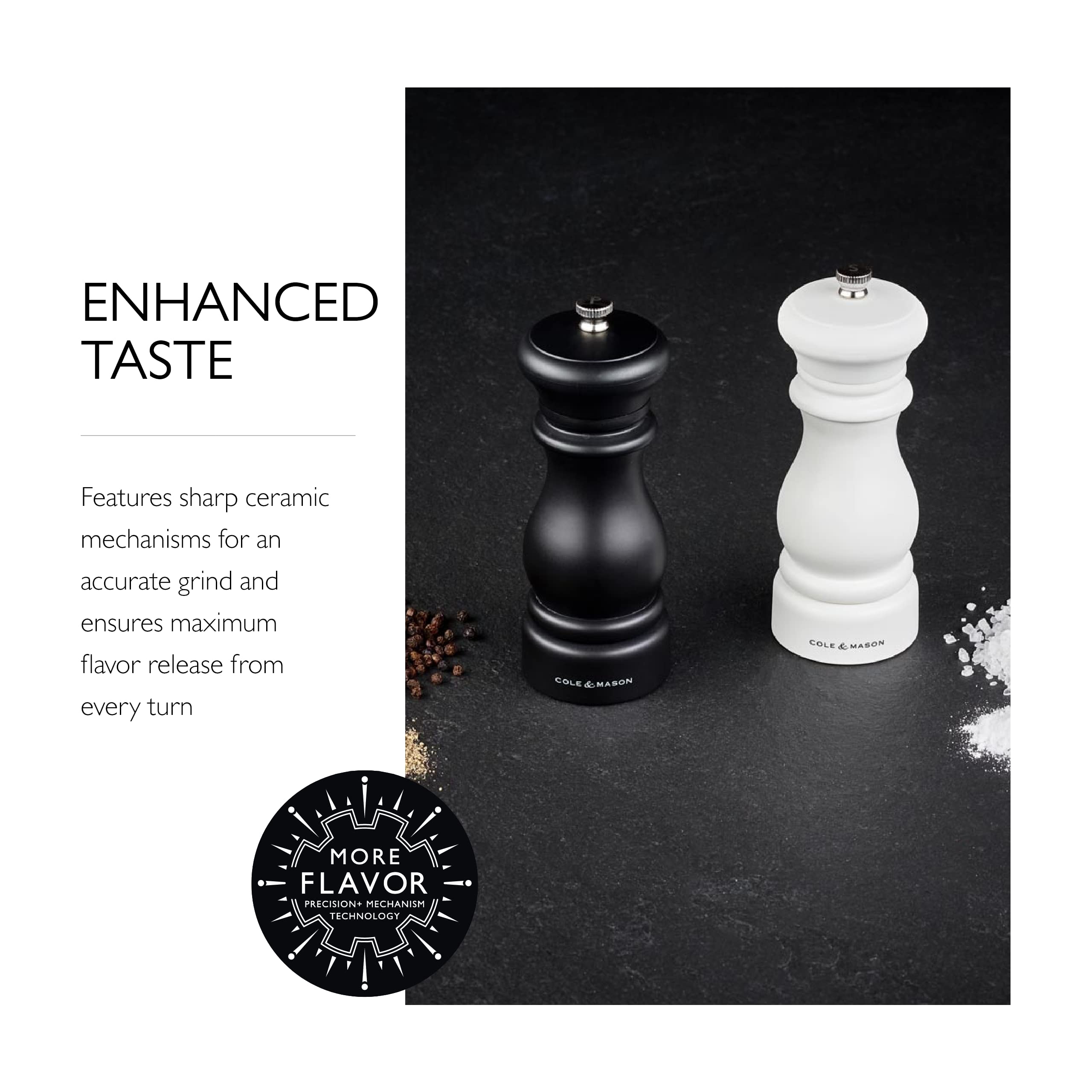 Cole & Mason Southwold Classic Salt & Pepper Mill Gift Set - Salt And Pepper Grinders With A Matte Finish - Adjustable & Refilla