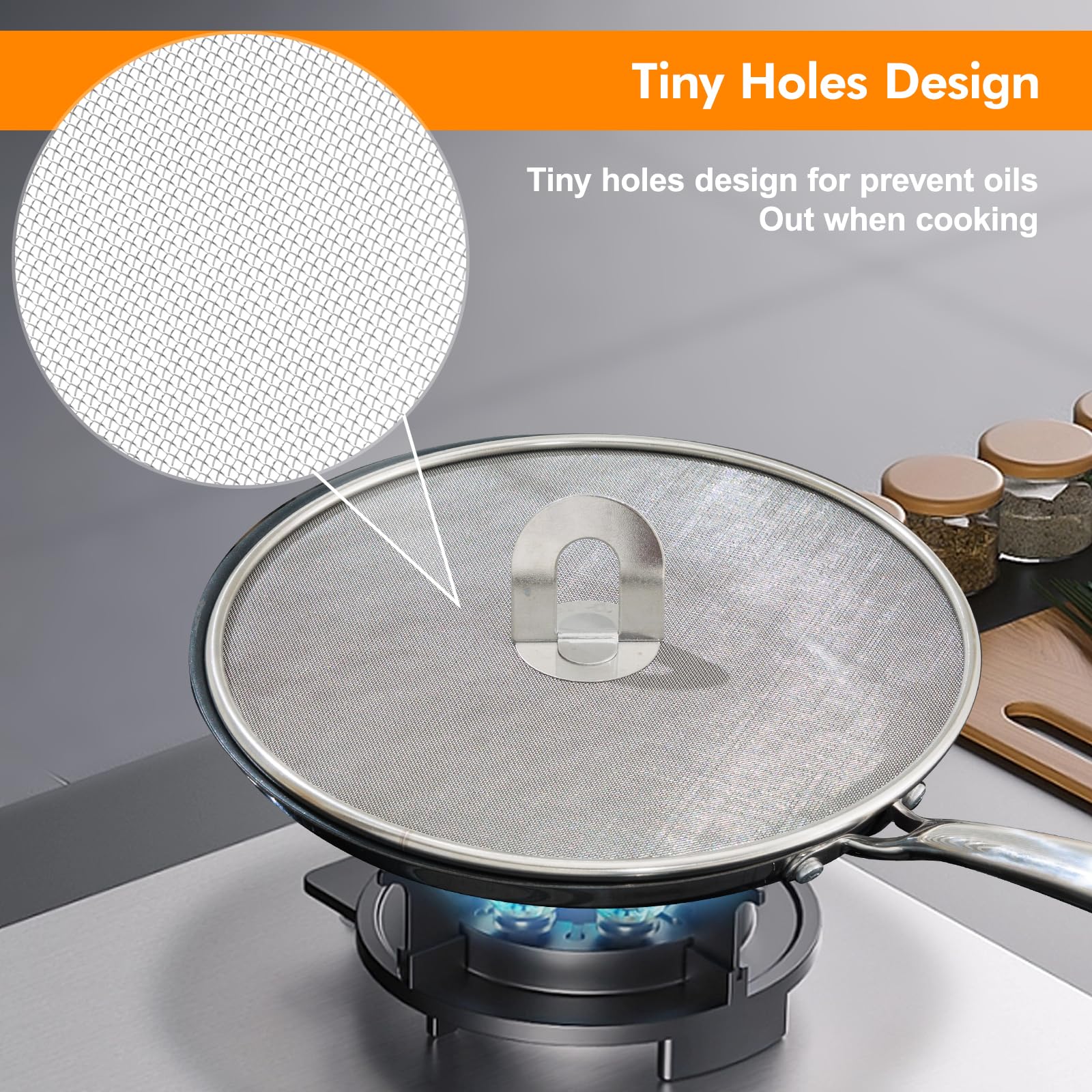 Snowyee Splatter Screen For Frying Pan, Grease Splatter Guard Stainless Steel Large 13    And Small 10    Shield (2 In 1 Set)