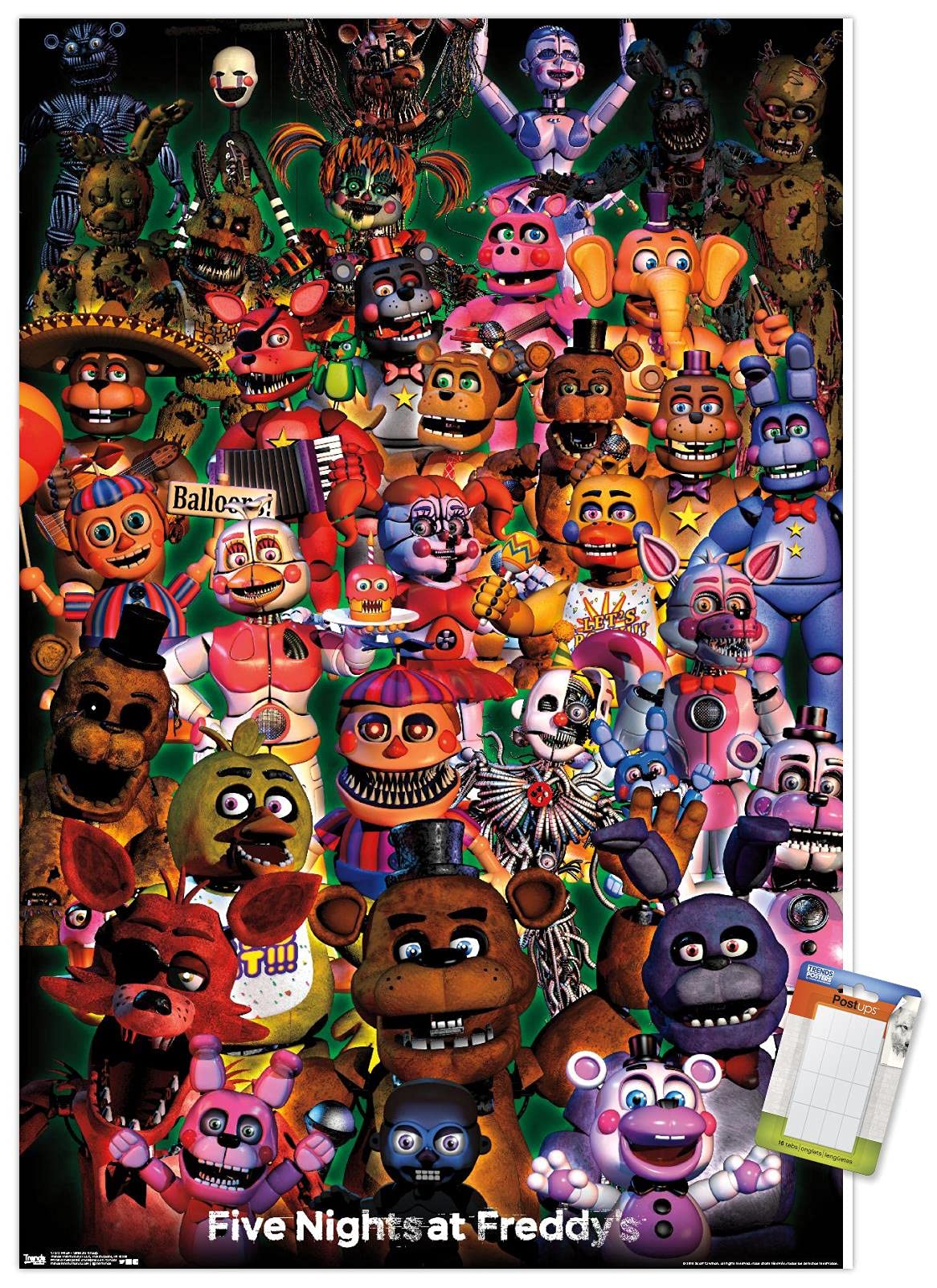 Trends International Five Nights at Freddy's - Ultimate Group Wall Poster  22.375'' x 34''  Poster & Mount Bundle