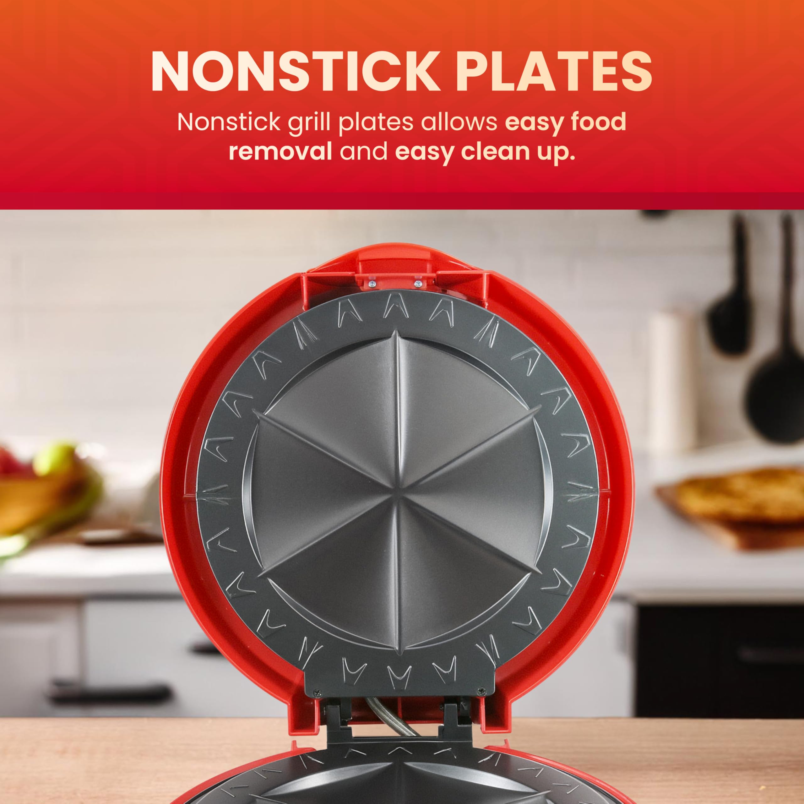 Elite Gourmet Eqd-118 Electric Non-Stick 11'' Quesadilla Maker, Easy-Slice 6-Wedge, Grilled Cheese Corn Flour Tortilla Snacks, R